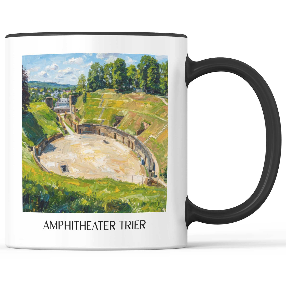 Amphitheater Kaffeebecher - Trier - Deutschland Becher - Kaffeetasse im Ölgemälde Stil - favplace