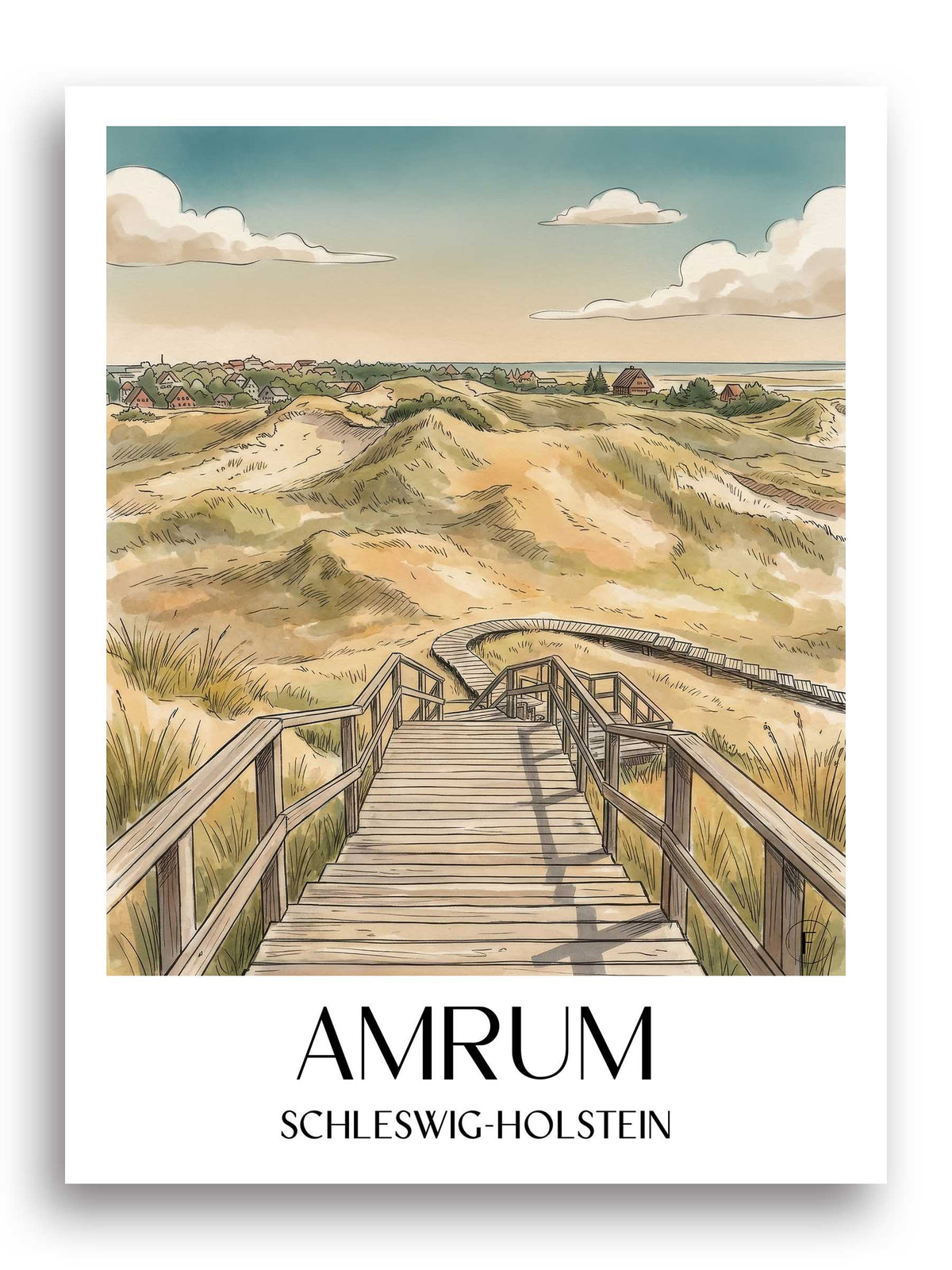 amrum-schleswig-holstein-deutschland-poster-aquarell