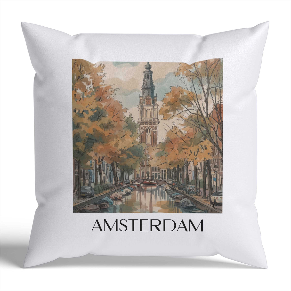 Amsterdam Kissenhülle - Zierkissen Bezug - Niederlande - Niederlande Kissen bzw. Kissenbezug im Aquarell Stil - favplace