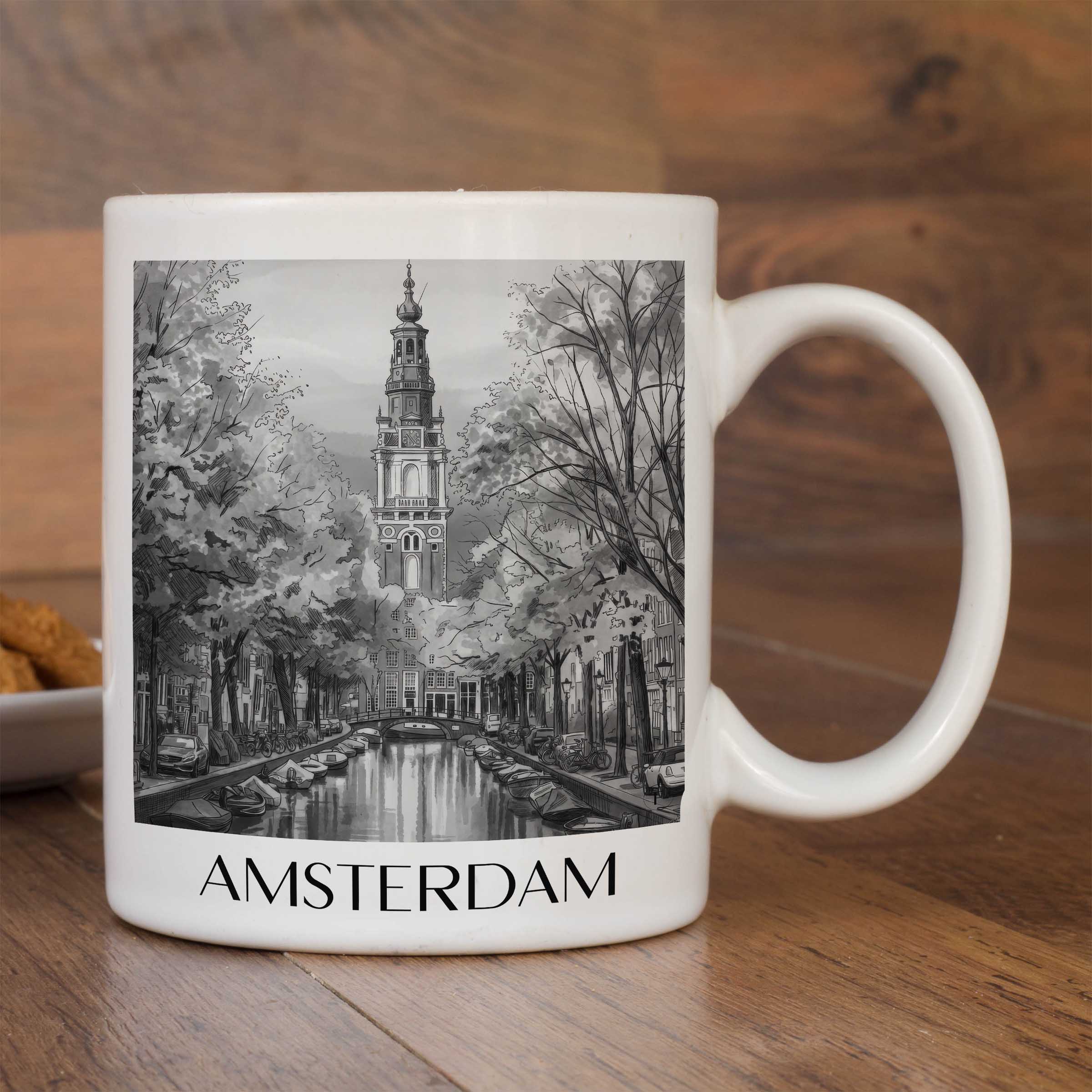amsterdam-niederlande-kaffeebecher-aquarell-schwarz-weiss