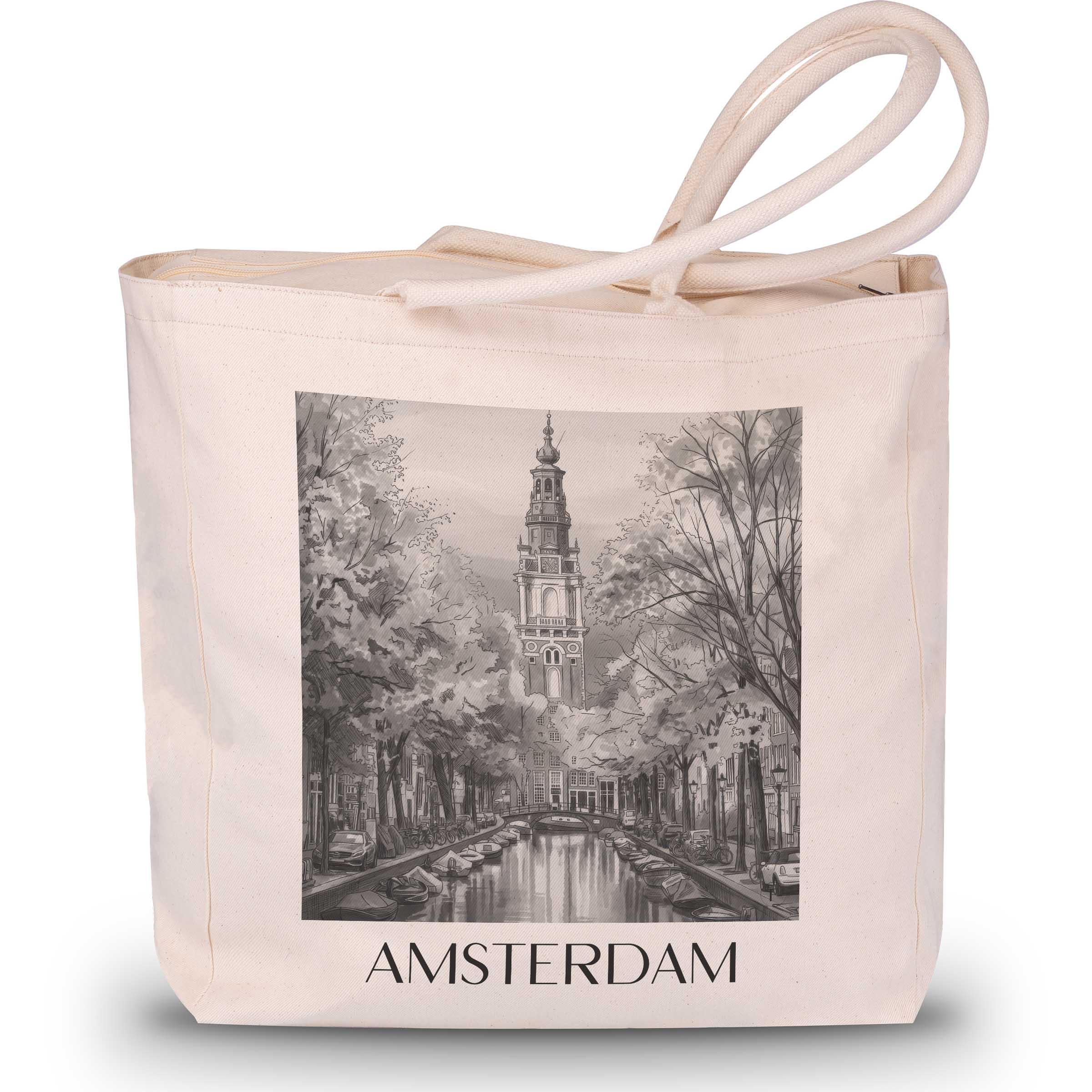 amsterdam-niederlande-einkaufstasche-aquarell-schwarz-weiss