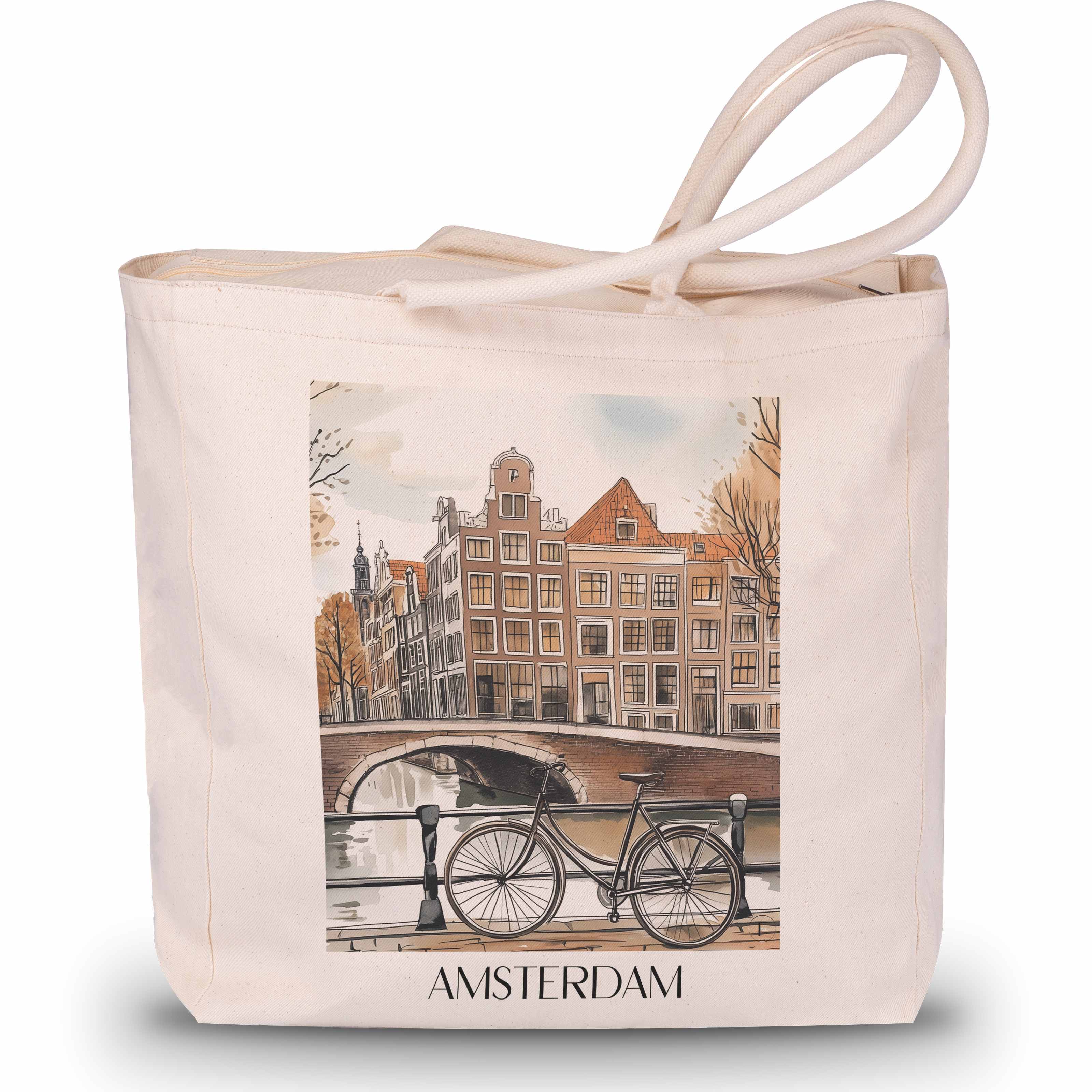 Amsterdam - Niederlande Tote Bag - Einkaufstasche im Aquarell Stil - favplace