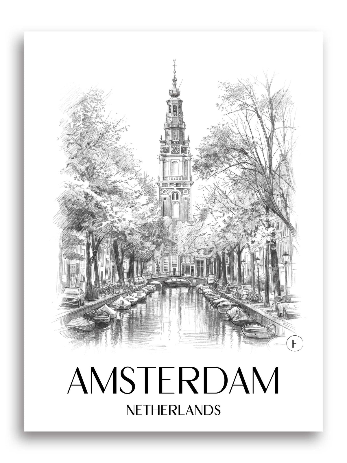 Amsterdam Poster - - Niederlande Kunstdruck - Zeichnung von A4 bis A1 - favplace