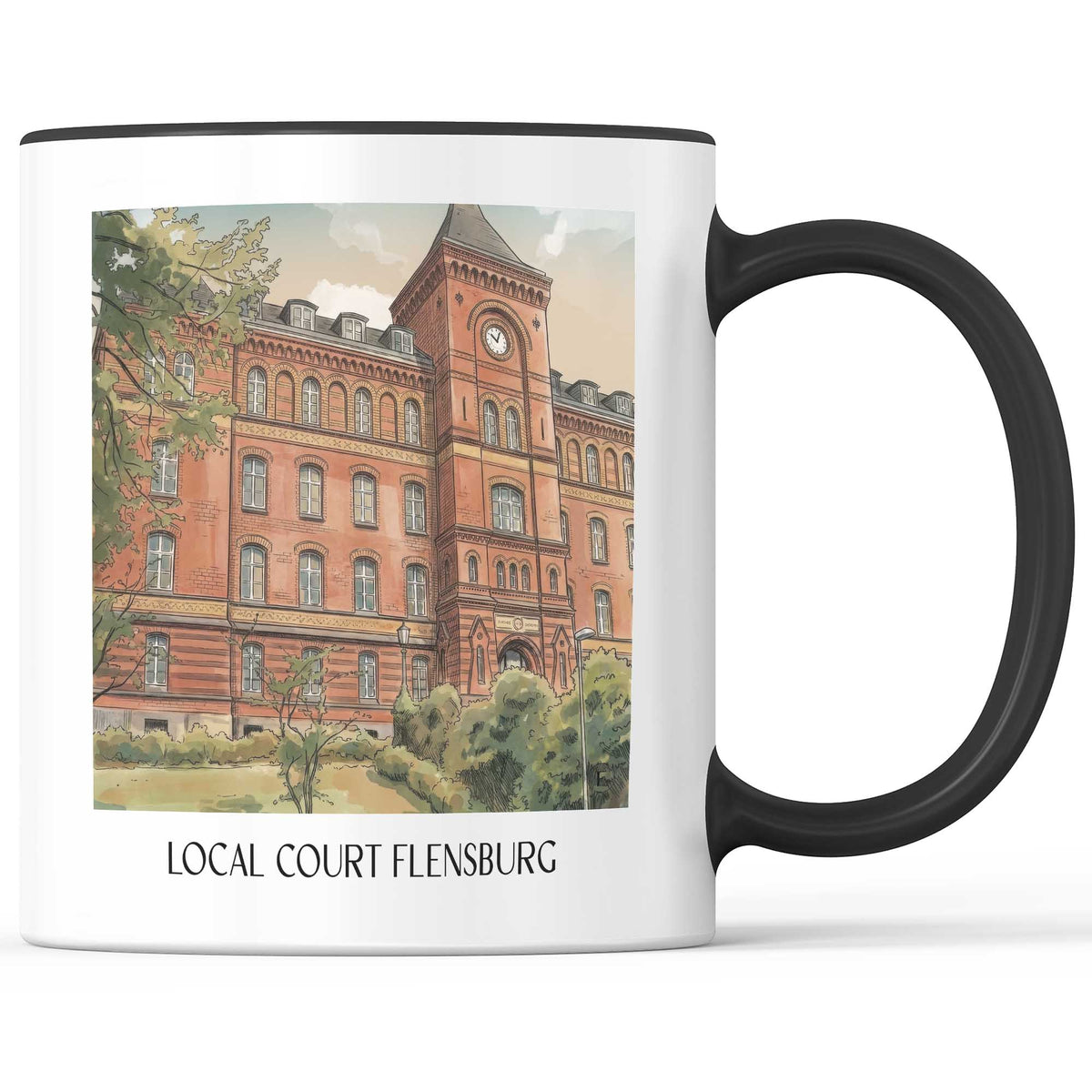 Amtsgericht Kaffeebecher - Flensburg - Deutschland Becher - Kaffeetasse im Aquarell Stil - favplace