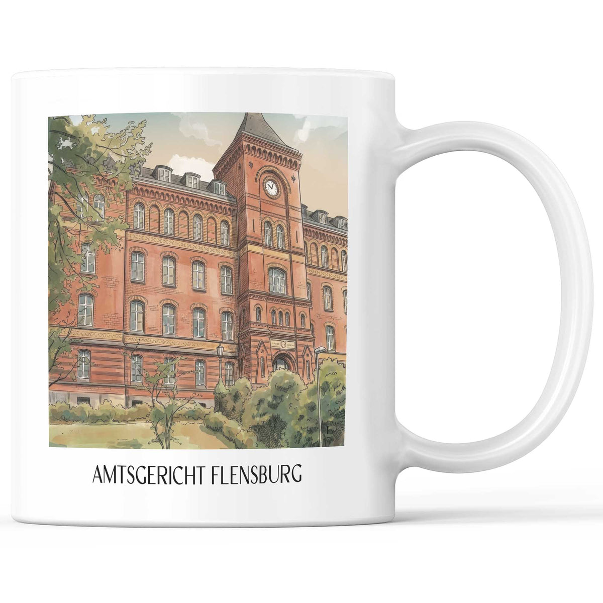Amtsgericht Kaffeebecher - Flensburg - Deutschland Becher - Kaffeetasse im Aquarell Stil - favplace