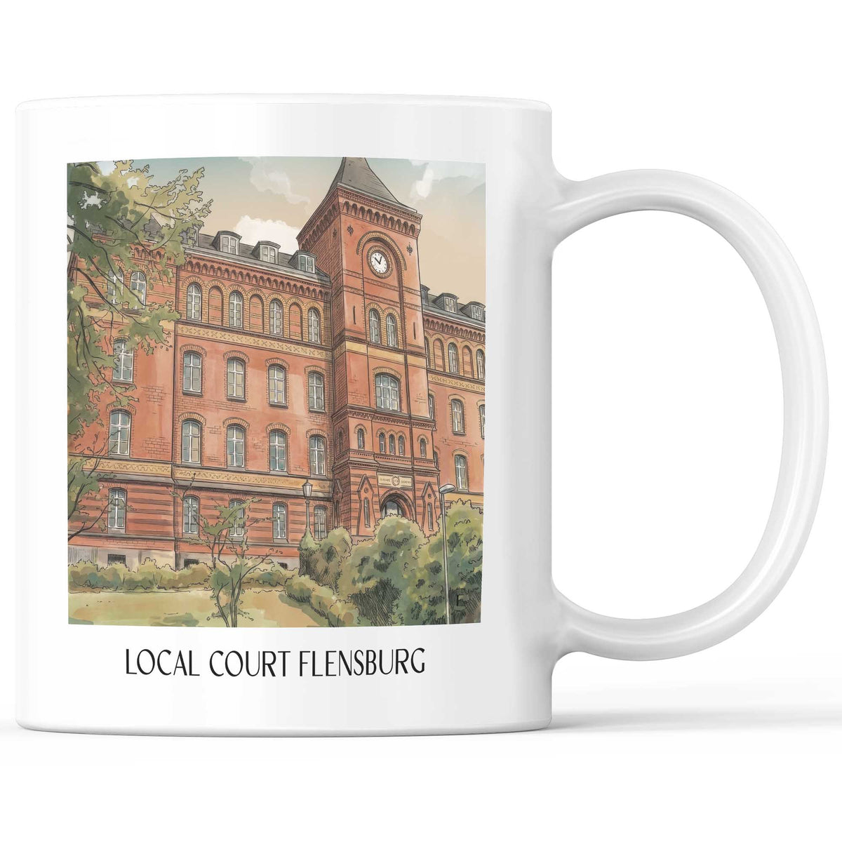 Amtsgericht Kaffeebecher - Flensburg - Deutschland Becher - Kaffeetasse im Aquarell Stil - favplace