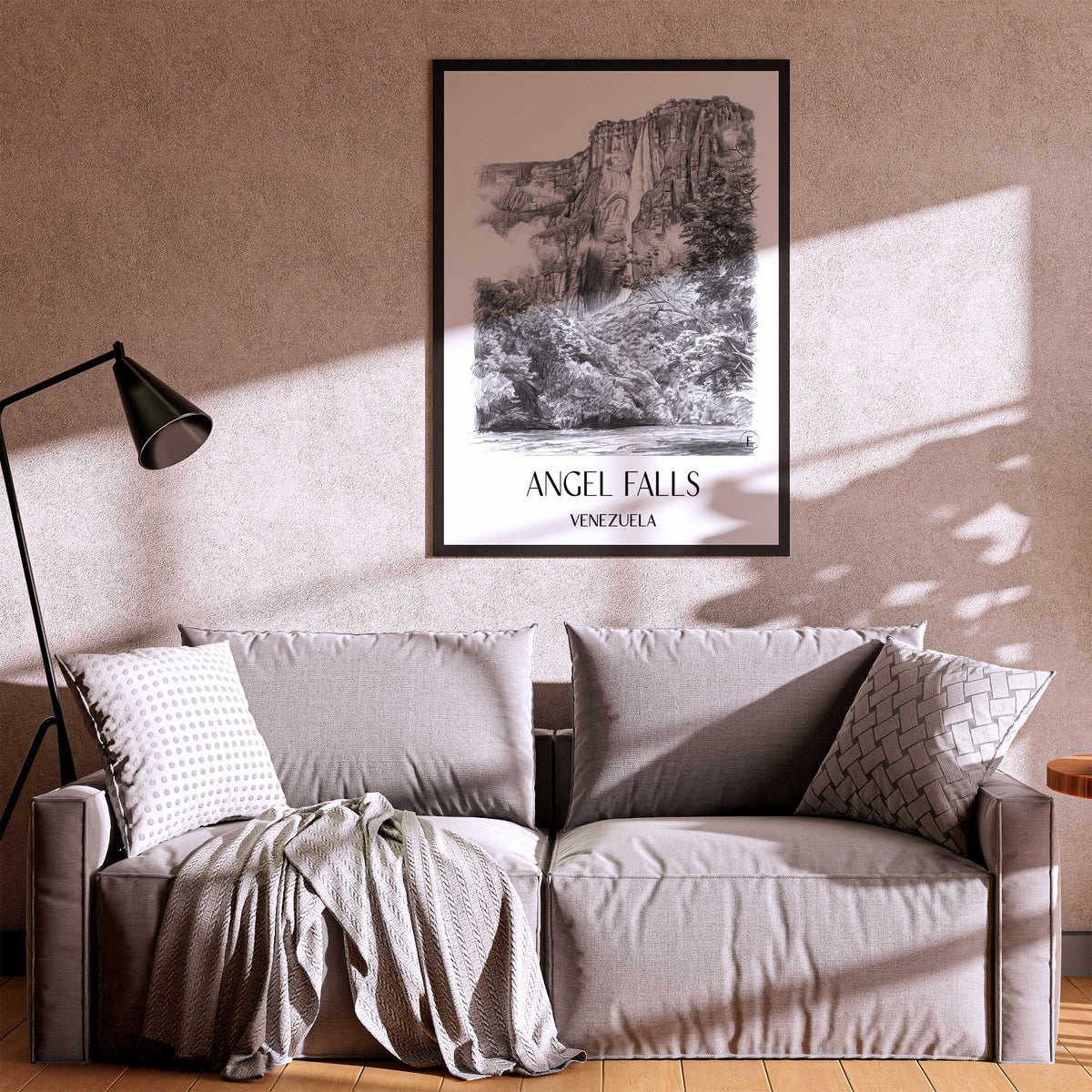 angel-falls-venezuela-poster-bleistift-zeichnung-drawing