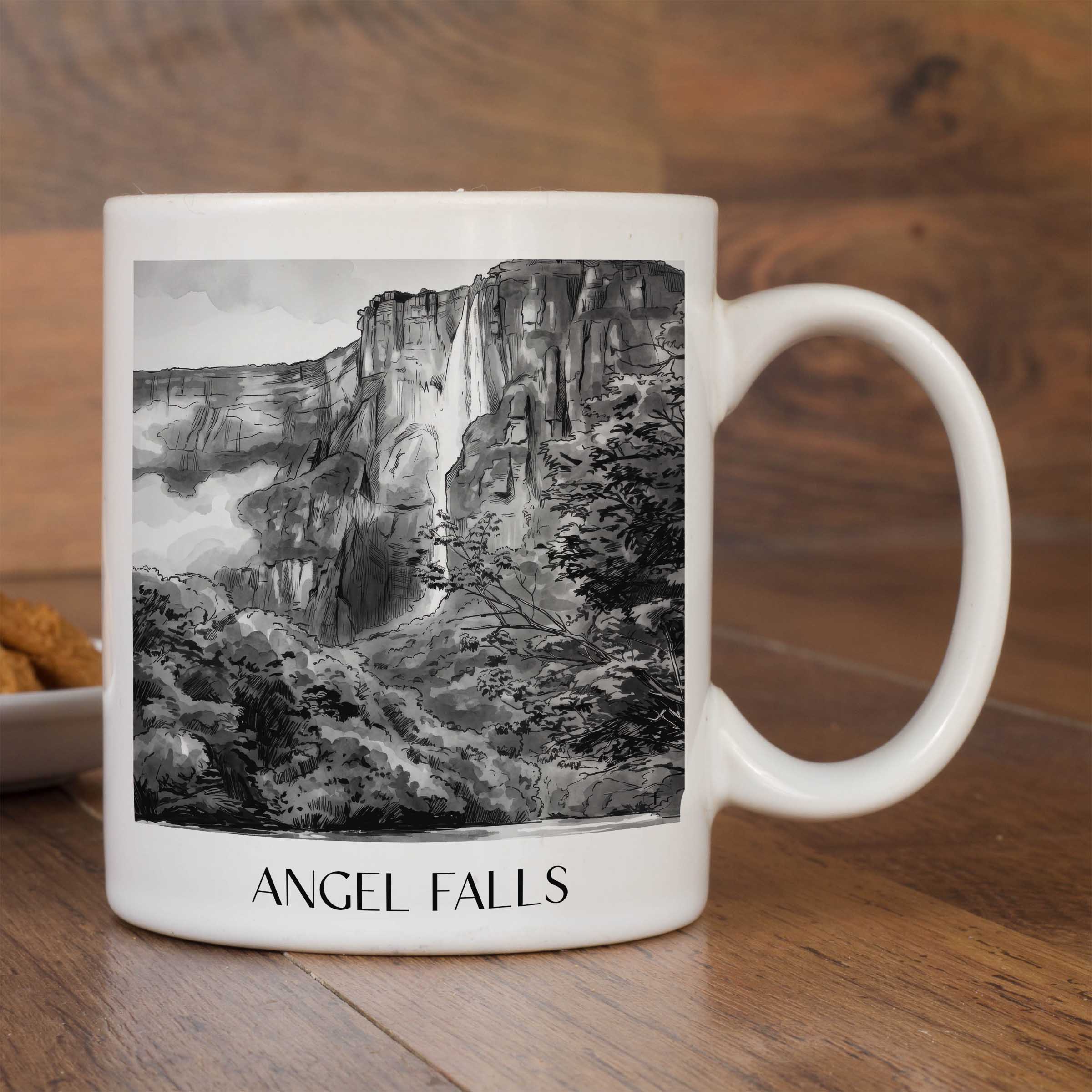 angel-falls-venezuela-kaffeebecher-aquarell-schwarz-weiss