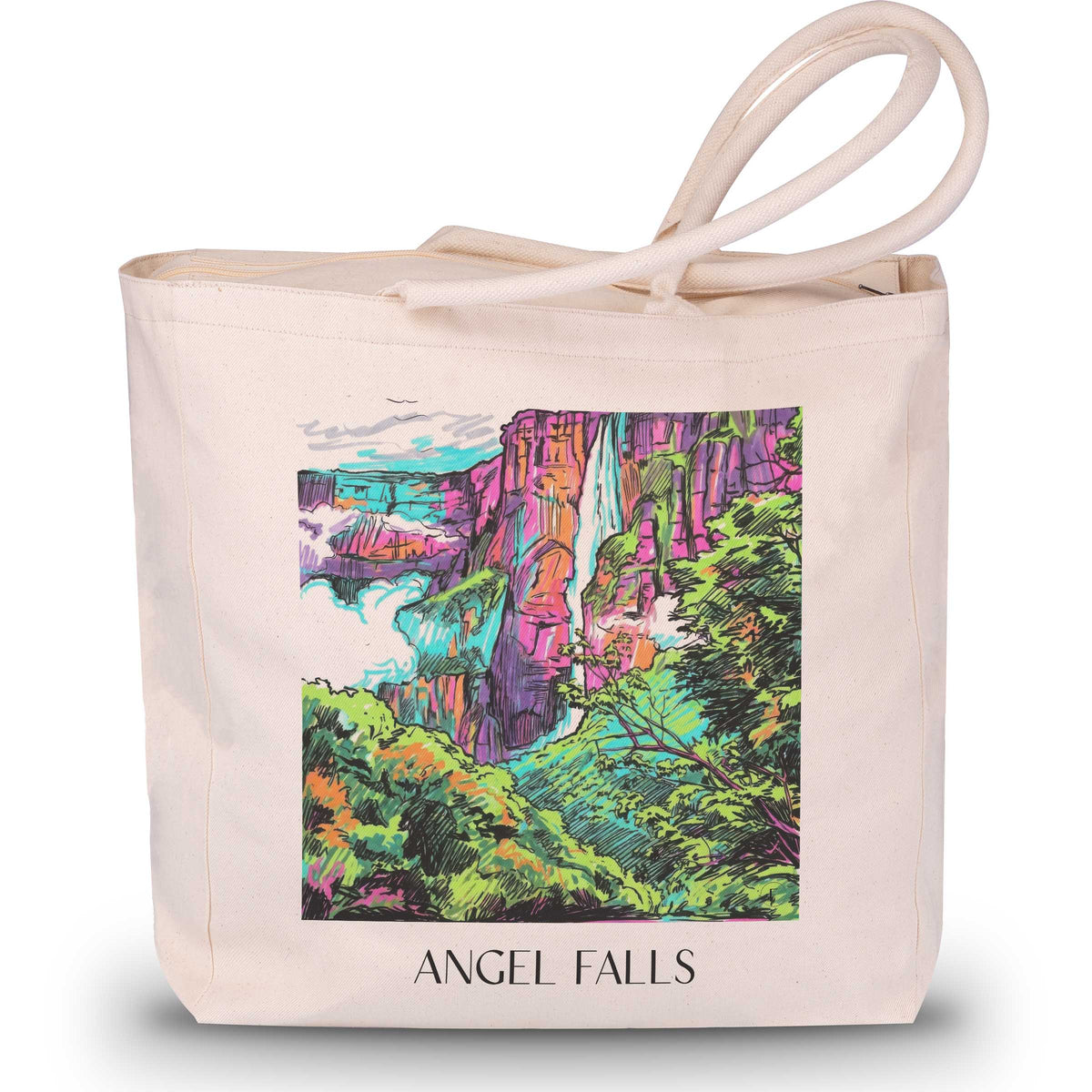 Angel Falls - Venezuela Tote Bag - Einkaufstasche im Tag Graffiti Stil - favplace