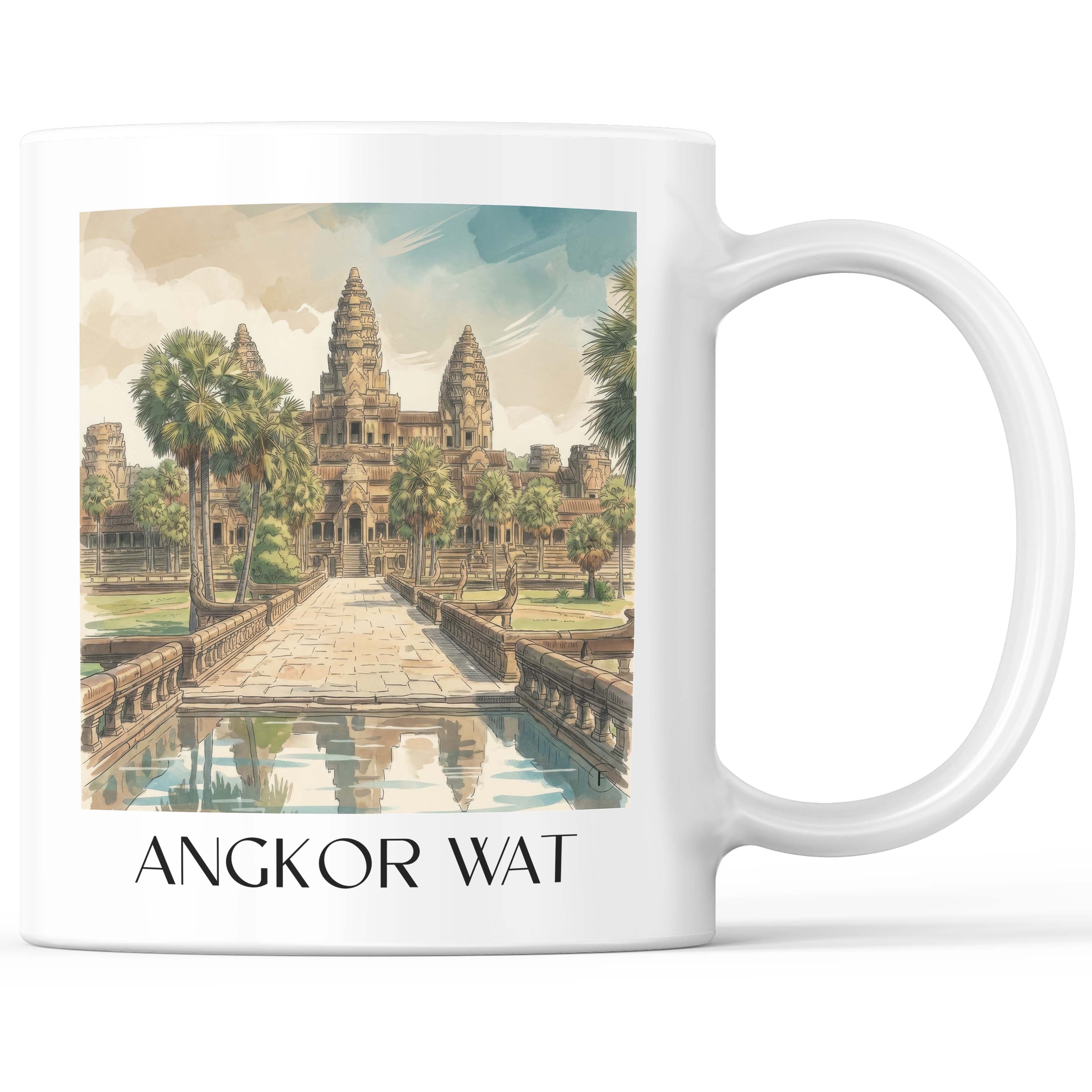 Angkor Wat - Kambodscha Becher - Kaffeetasse im Aquarell Stil - favplace