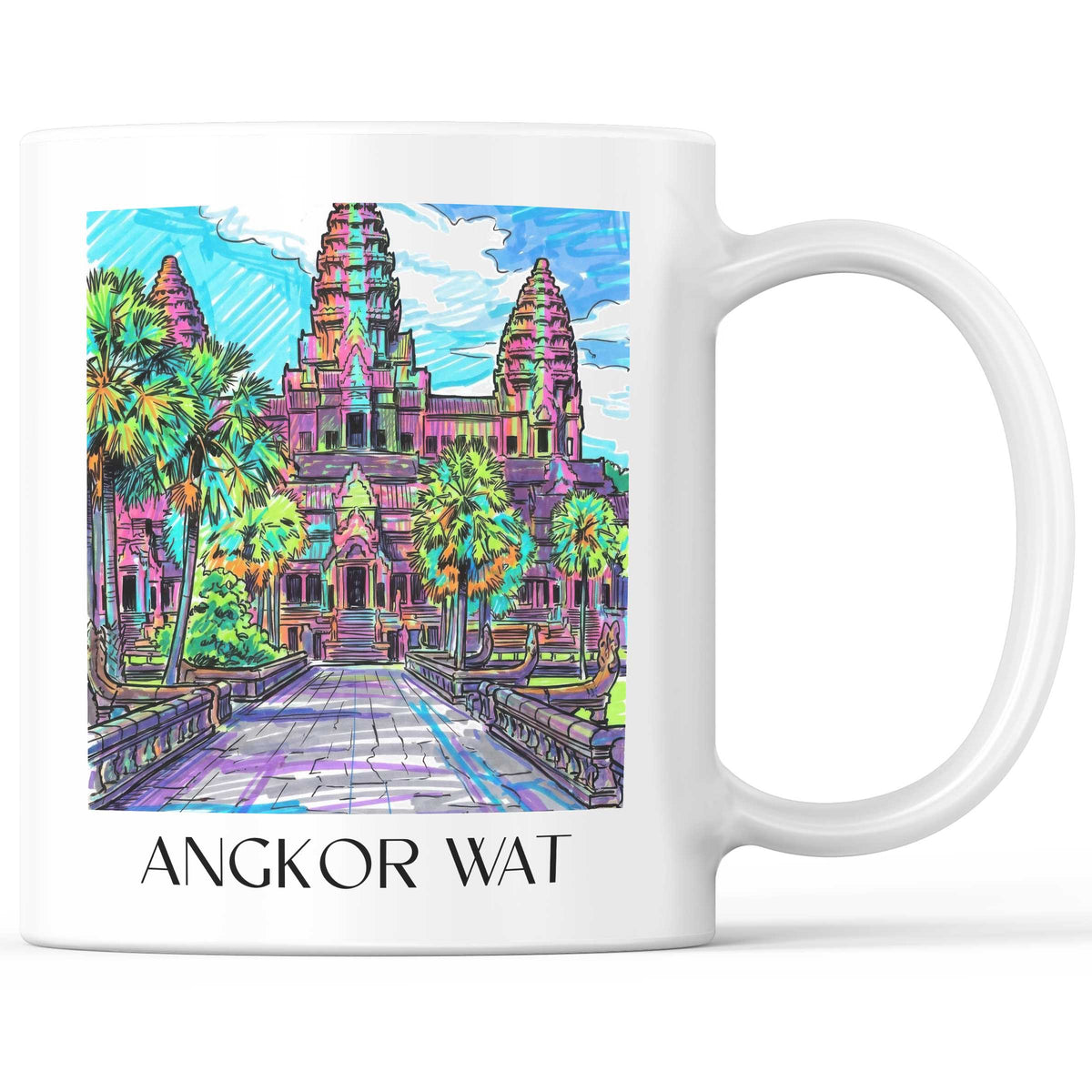 Angkor Wat - Kambodscha Becher - Kaffeetasse im Tag Graffiti Stil - favplace