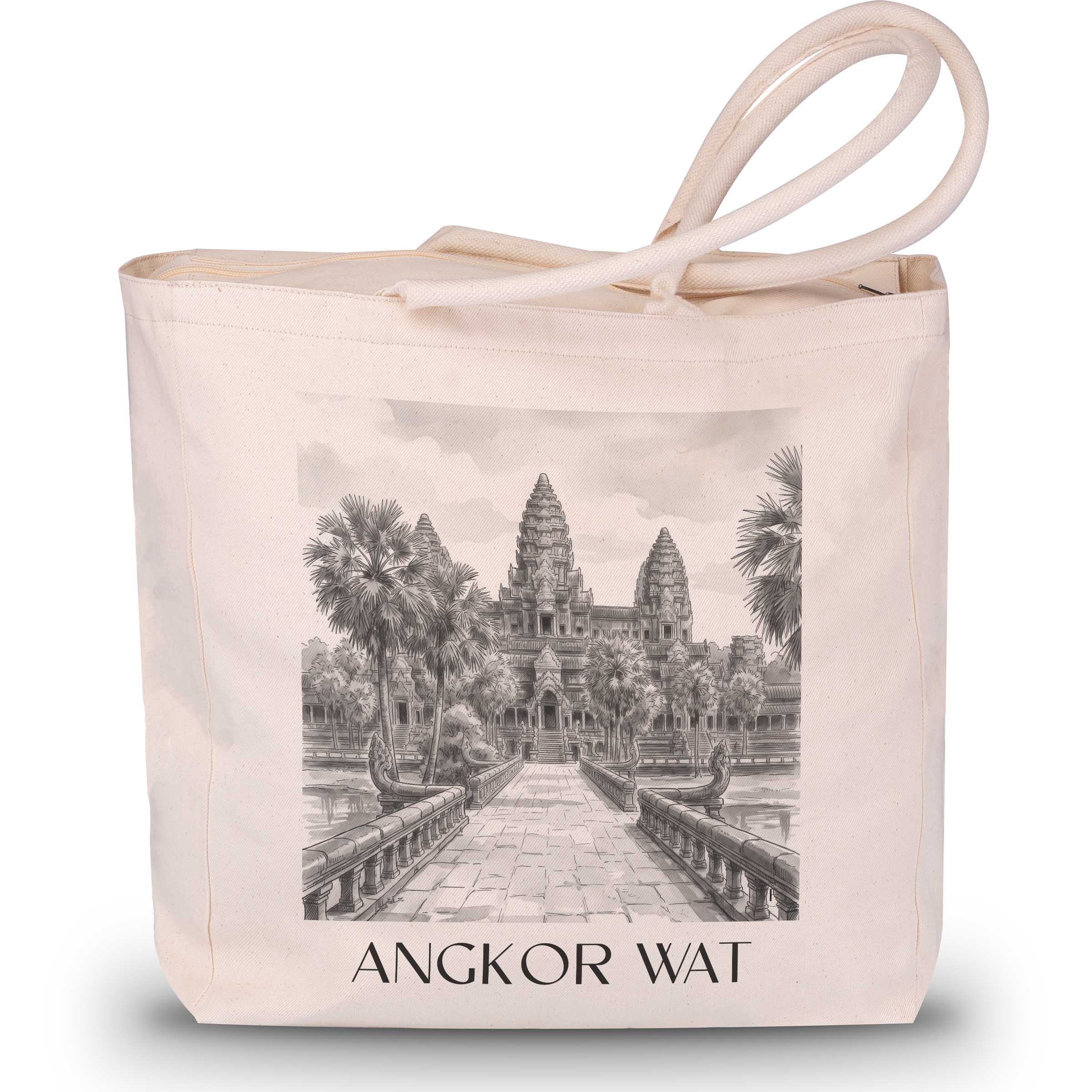angkor-wat-kambodscha-einkaufstasche-aquarell-schwarz-weiss
