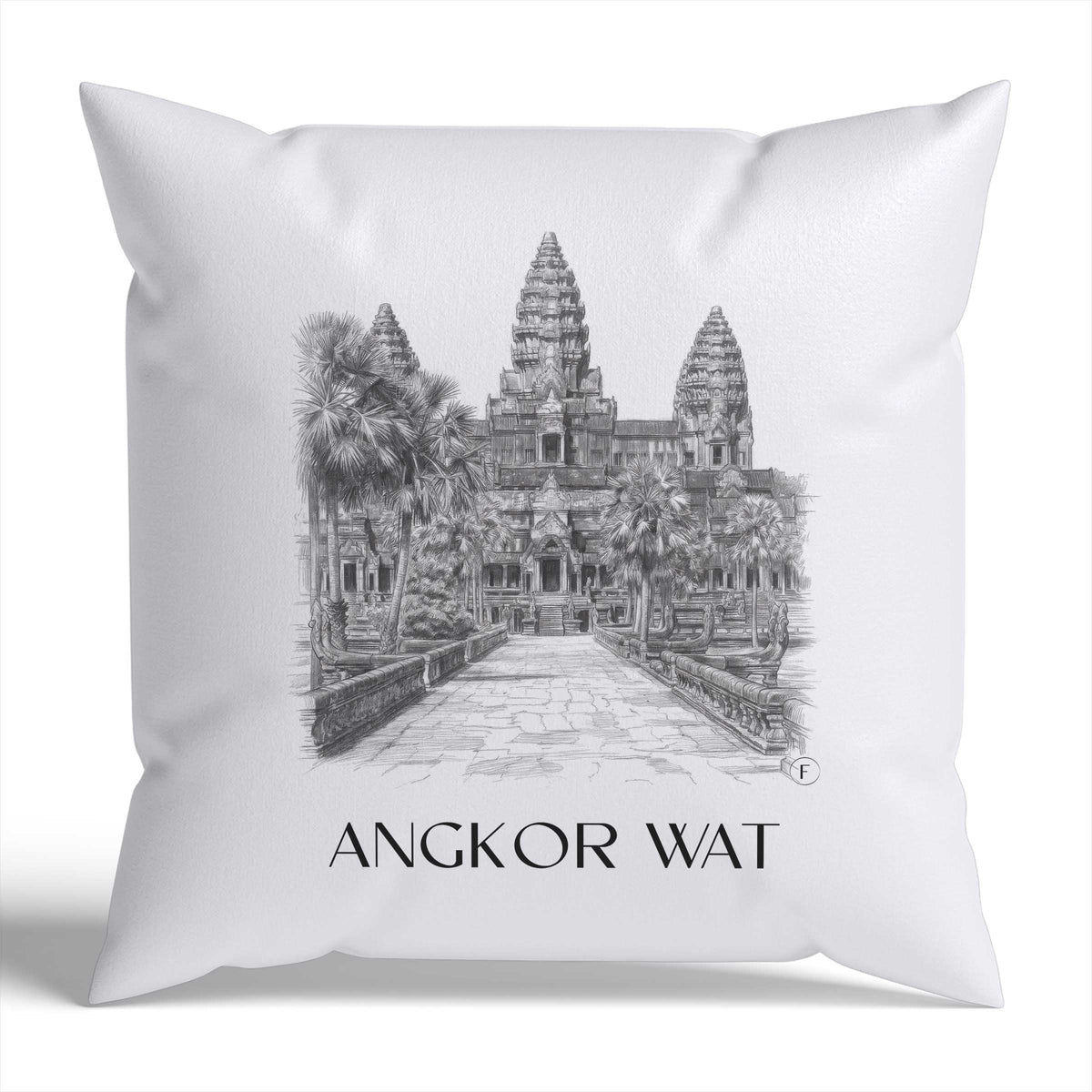 Angkor Wat Kissenhülle - Zierkissen Bezug - Kambodscha - Kambodscha Kissen bzw. Kissenbezug im Zeichnung Stil - favplace