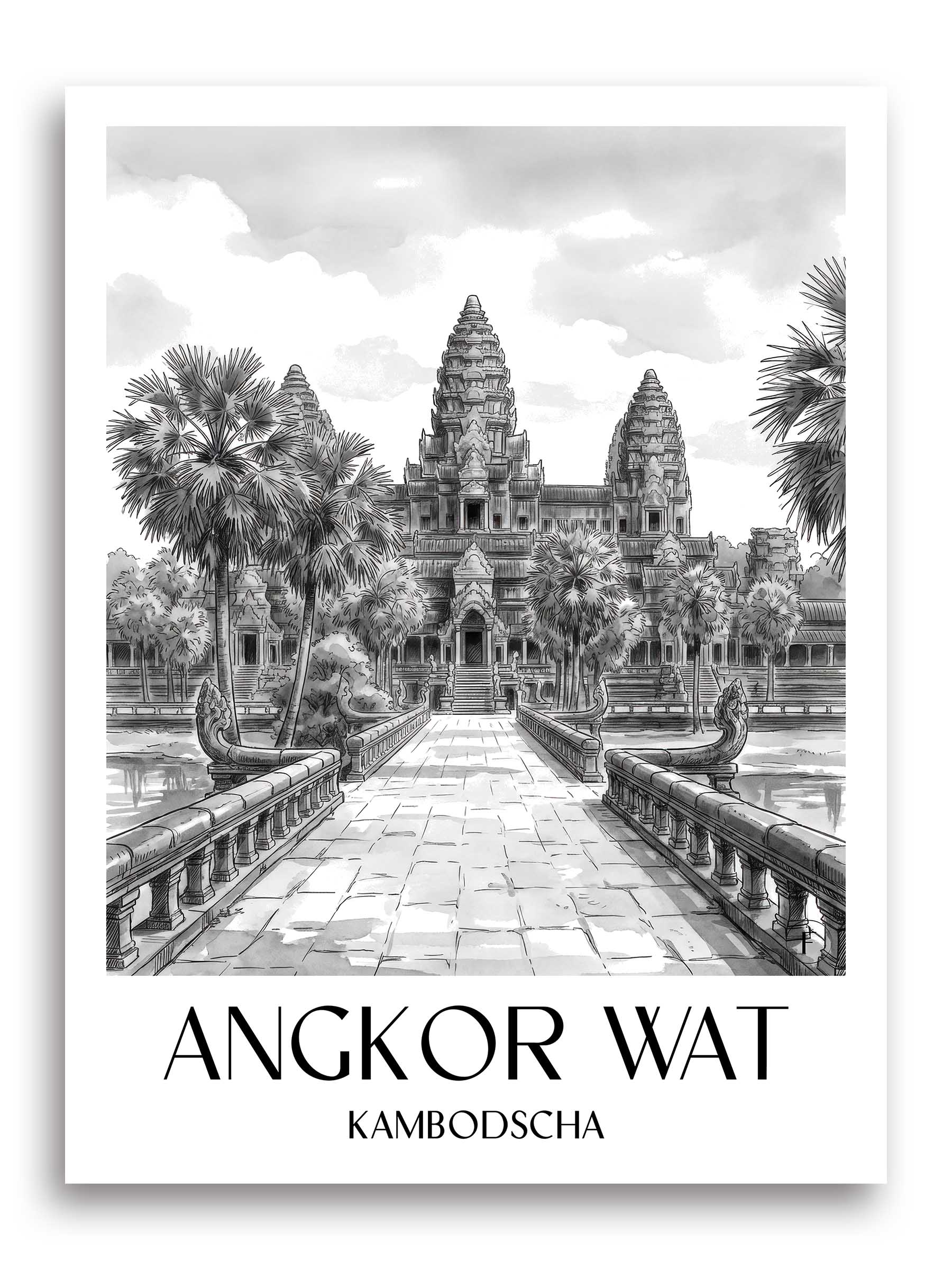 angkor-wat-kambodscha-poster-aquarell-schwarz-weiss