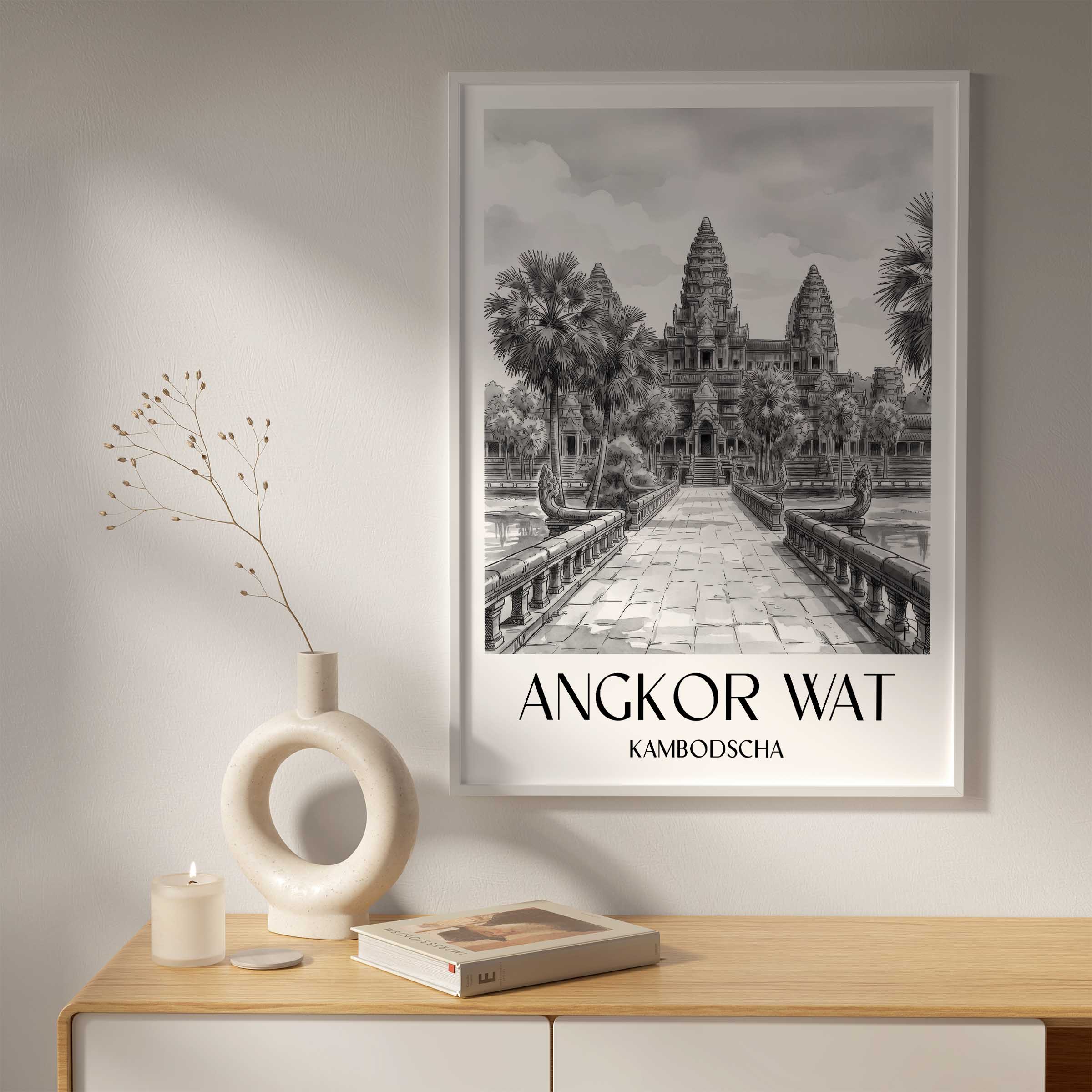 angkor-wat-kambodscha-poster-aquarell-schwarz-weiss