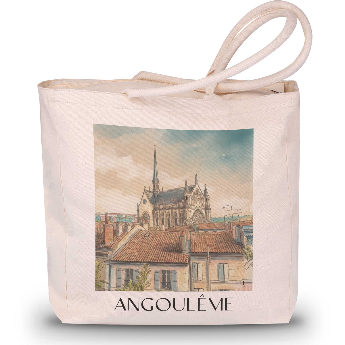 Angoulême Shopping Tasche - Charente - Frankreich Tote Bag - Einkaufstasche im Aquarell Stil - favplace