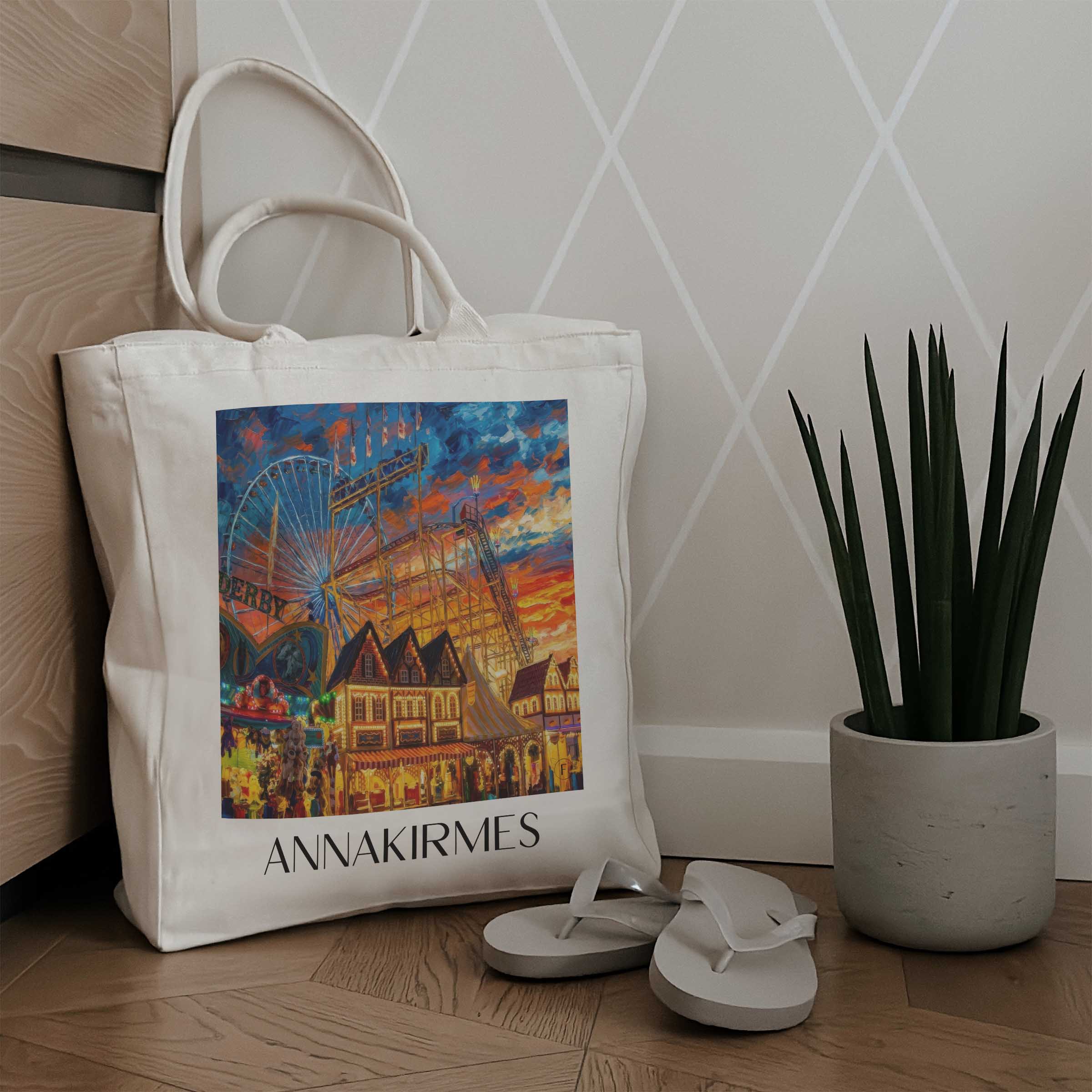 annakirmes-düren-deutschland-einkaufstasche-oil-painting-oelgemaelde