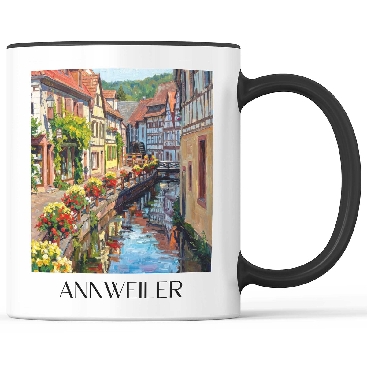 Annweiler Kaffeebecher - Pfälzerwald - Deutschland Becher - Kaffeetasse im Ölgemälde Stil - favplace