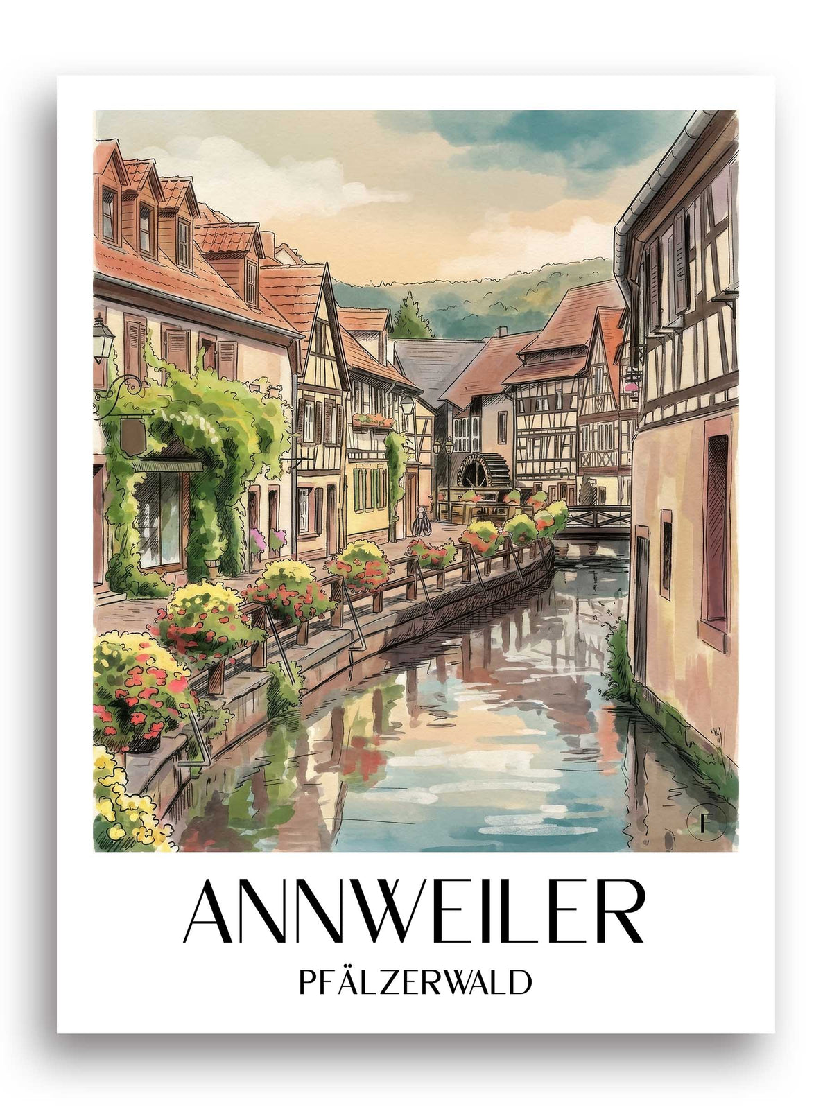 annweiler-pfälzerwald-deutschland-poster-aquarell