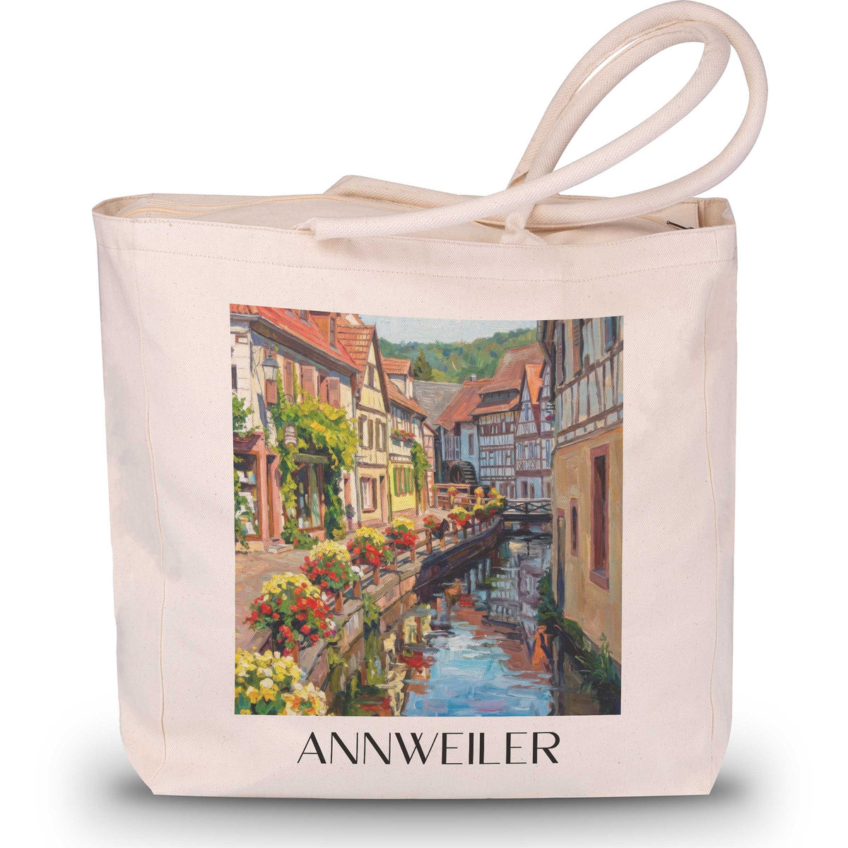 Annweiler Shopping Tasche - Pfälzerwald - Deutschland Tote Bag - Einkaufstasche im Ölgemälde Stil - favplace
