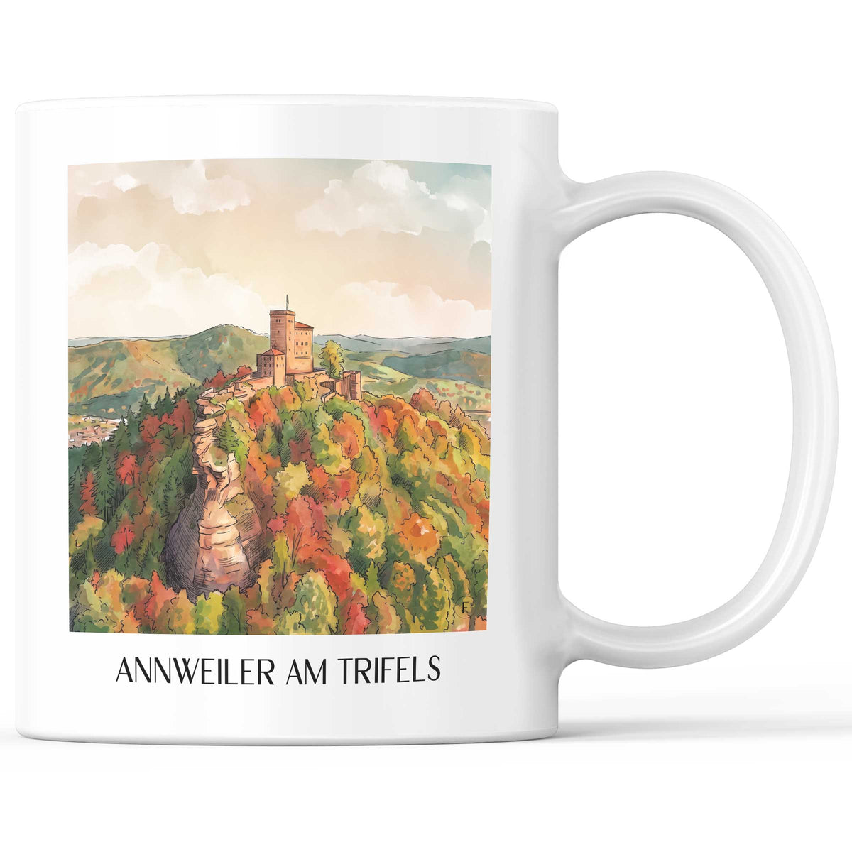Annweiler am Trifels Kaffeebecher - Pfälzerwald - Deutschland Becher - Kaffeetasse im Aquarell Stil