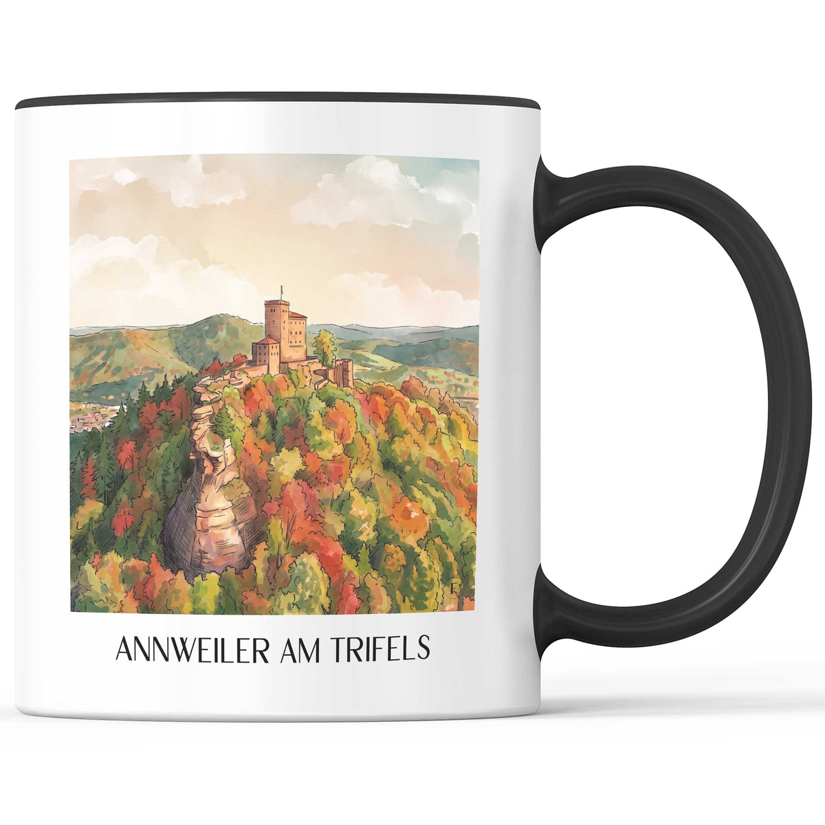 annweiler-am-trifels-pfälzerwald-deutschland-kaffeebecher-aquarell