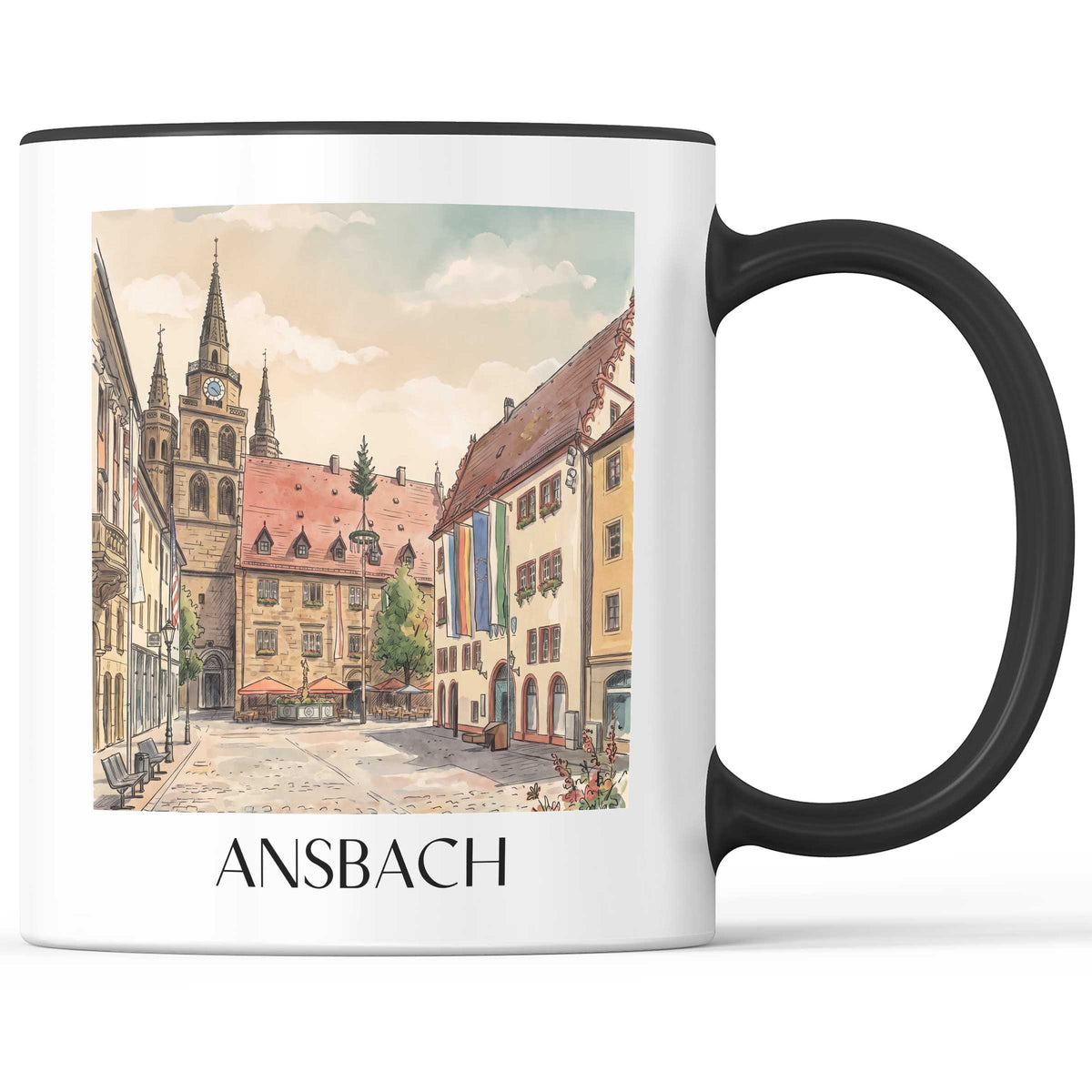 ansbach-mittelfranken-deutschland-kaffeebecher-aquarell