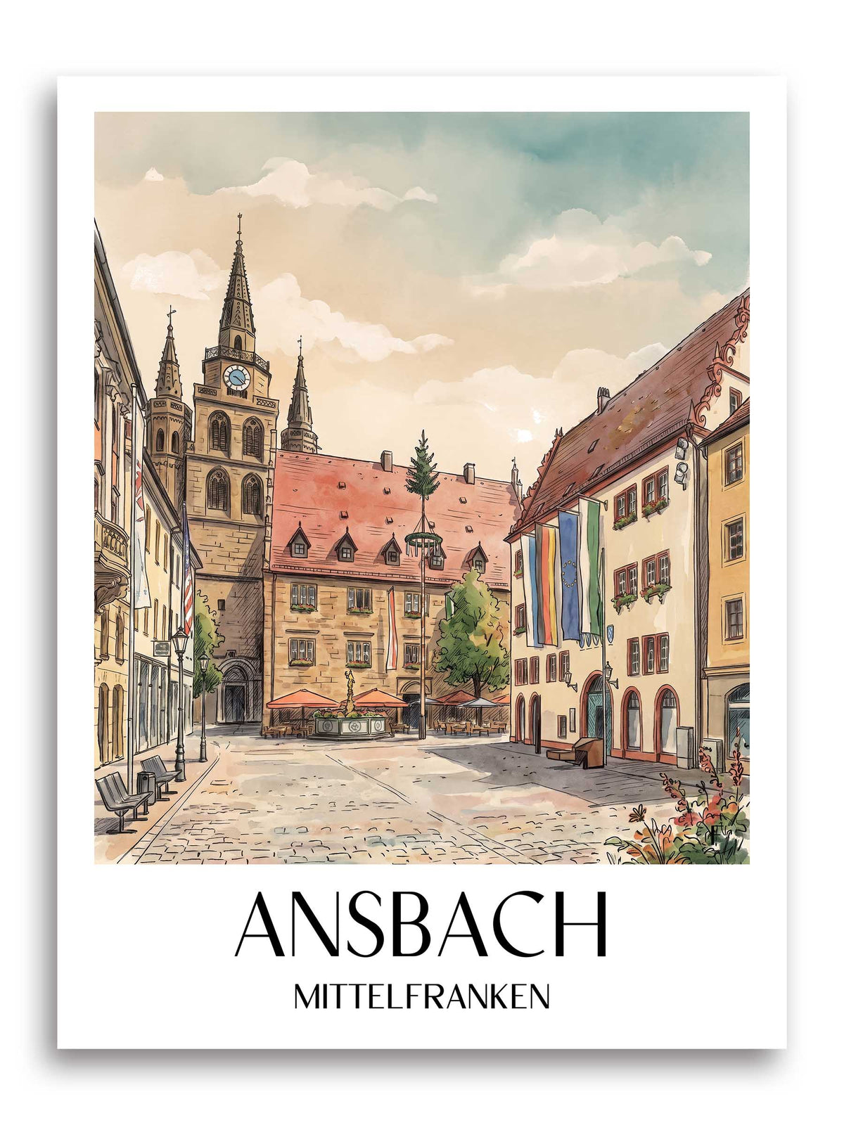 ansbach-mittelfranken-deutschland-poster-aquarell