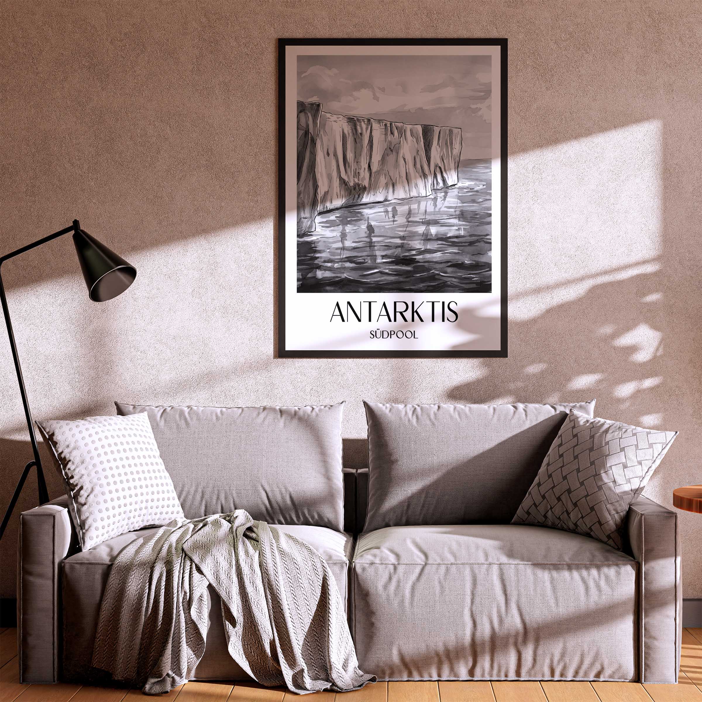 antarktis-südpol-poster-aquarell-schwarz-weiss