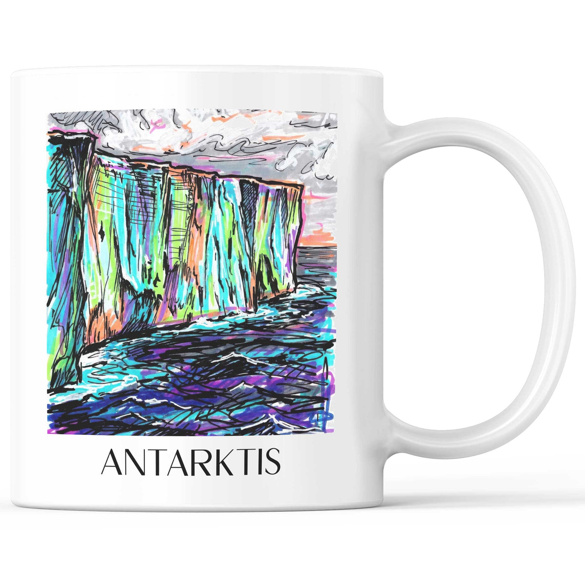 Antarktis - Südpol Becher - Kaffeetasse im Tag Graffiti Stil - favplace