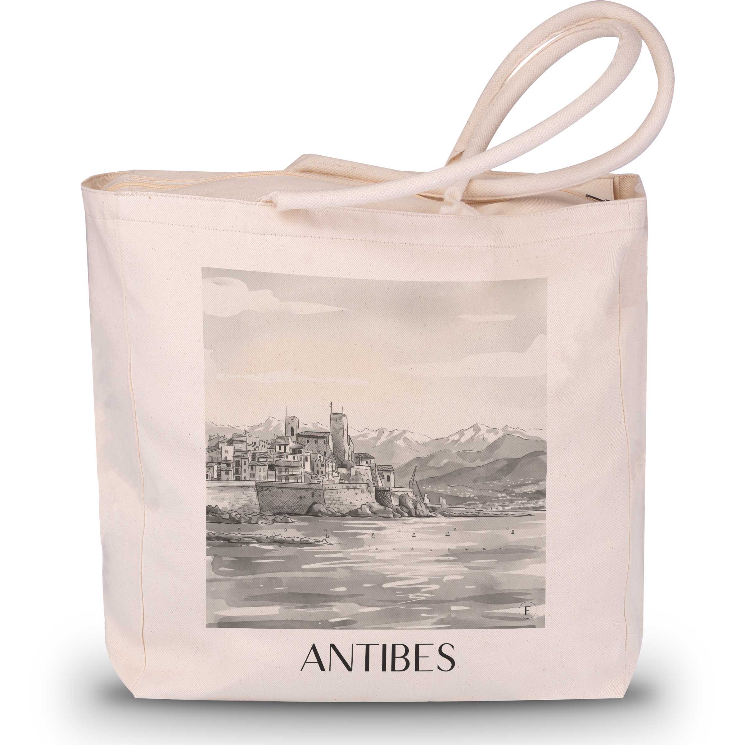 antibes-frankreich-einkaufstasche-aquarell-schwarz-weiss