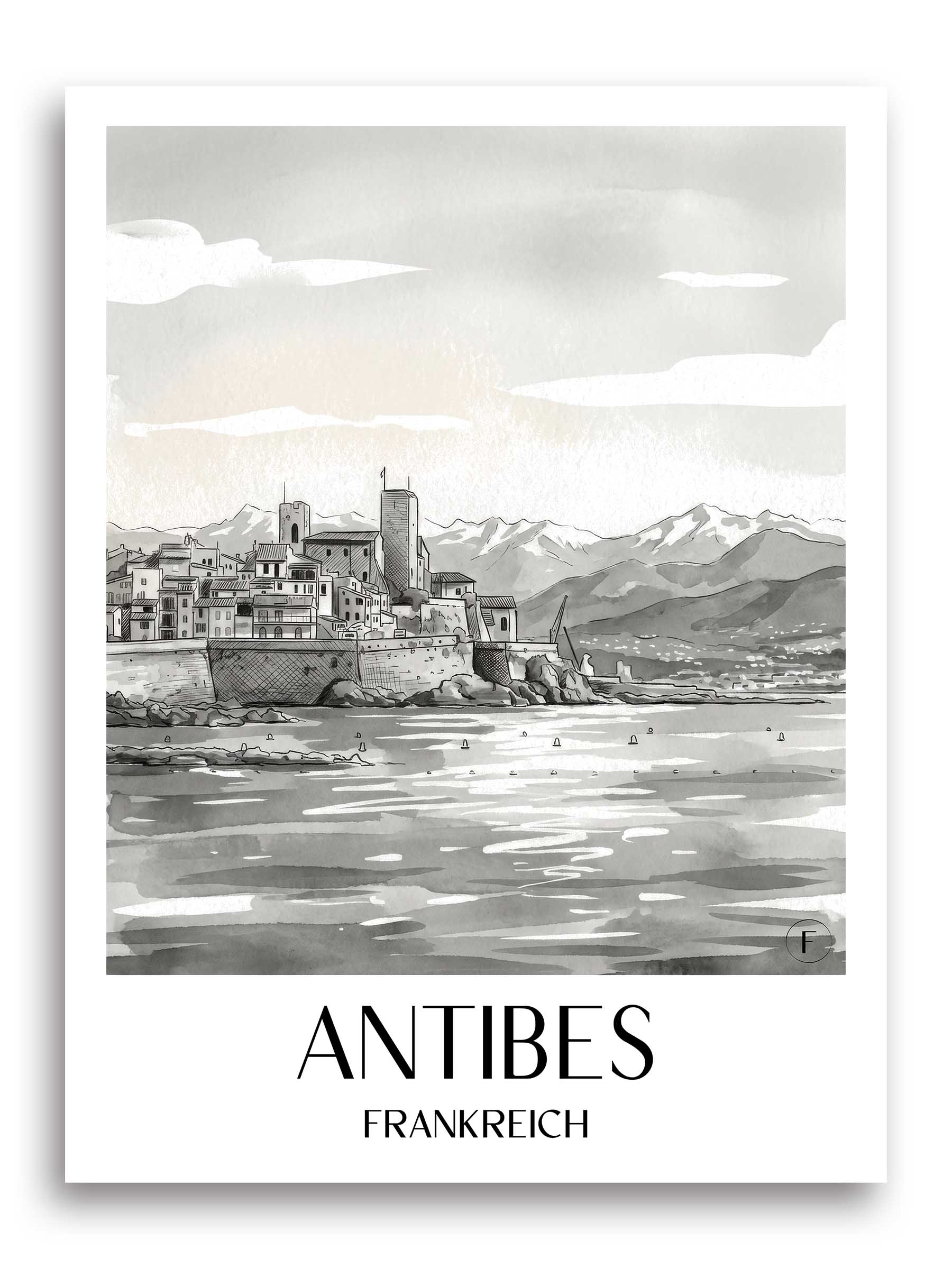 antibes-frankreich-poster-aquarell-schwarz-weiss