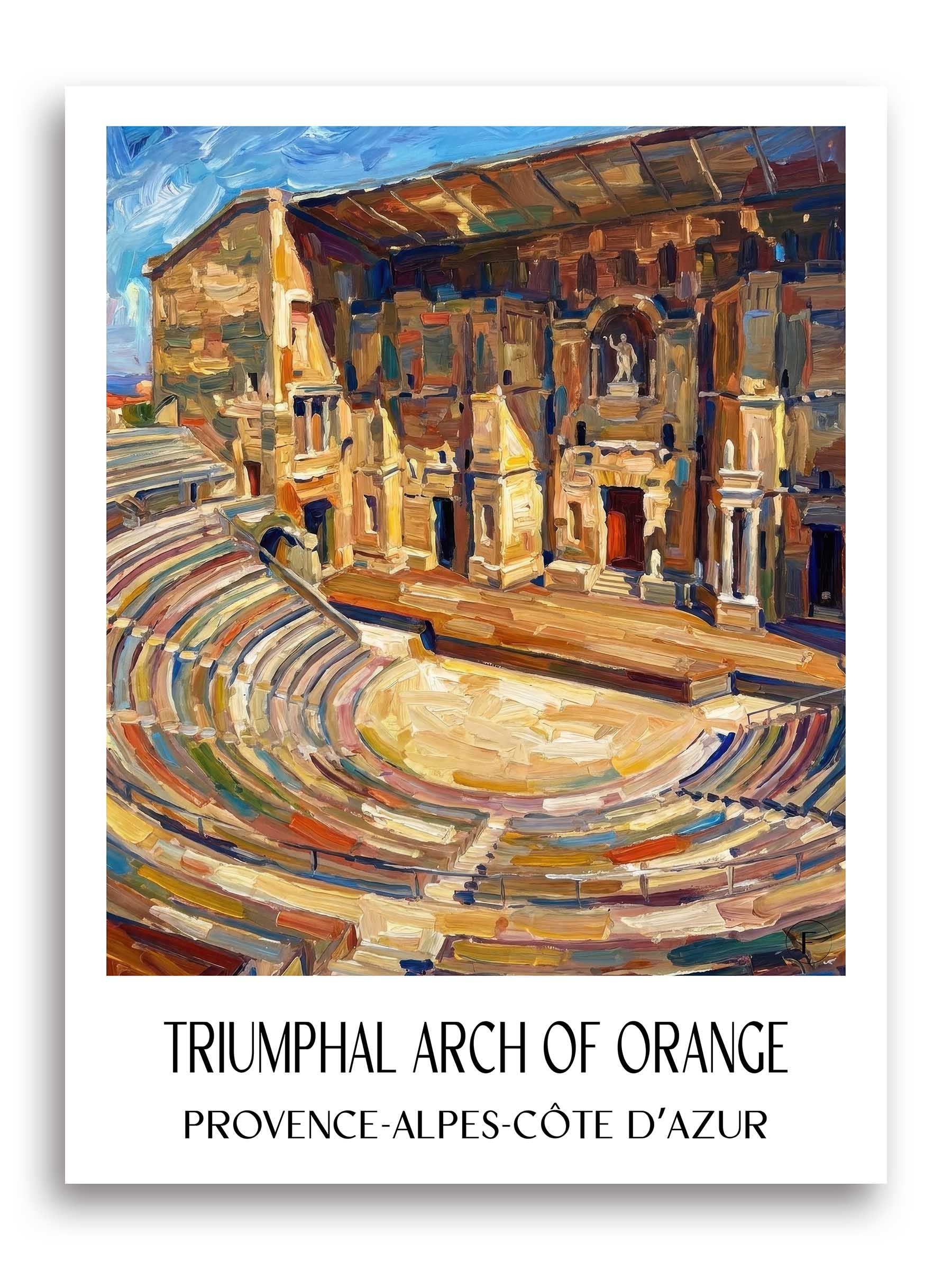 Antikes Theater Poster - Orange - Frankreich Kunstdruck - Ölgemälde von A4 bis A1 - favplace