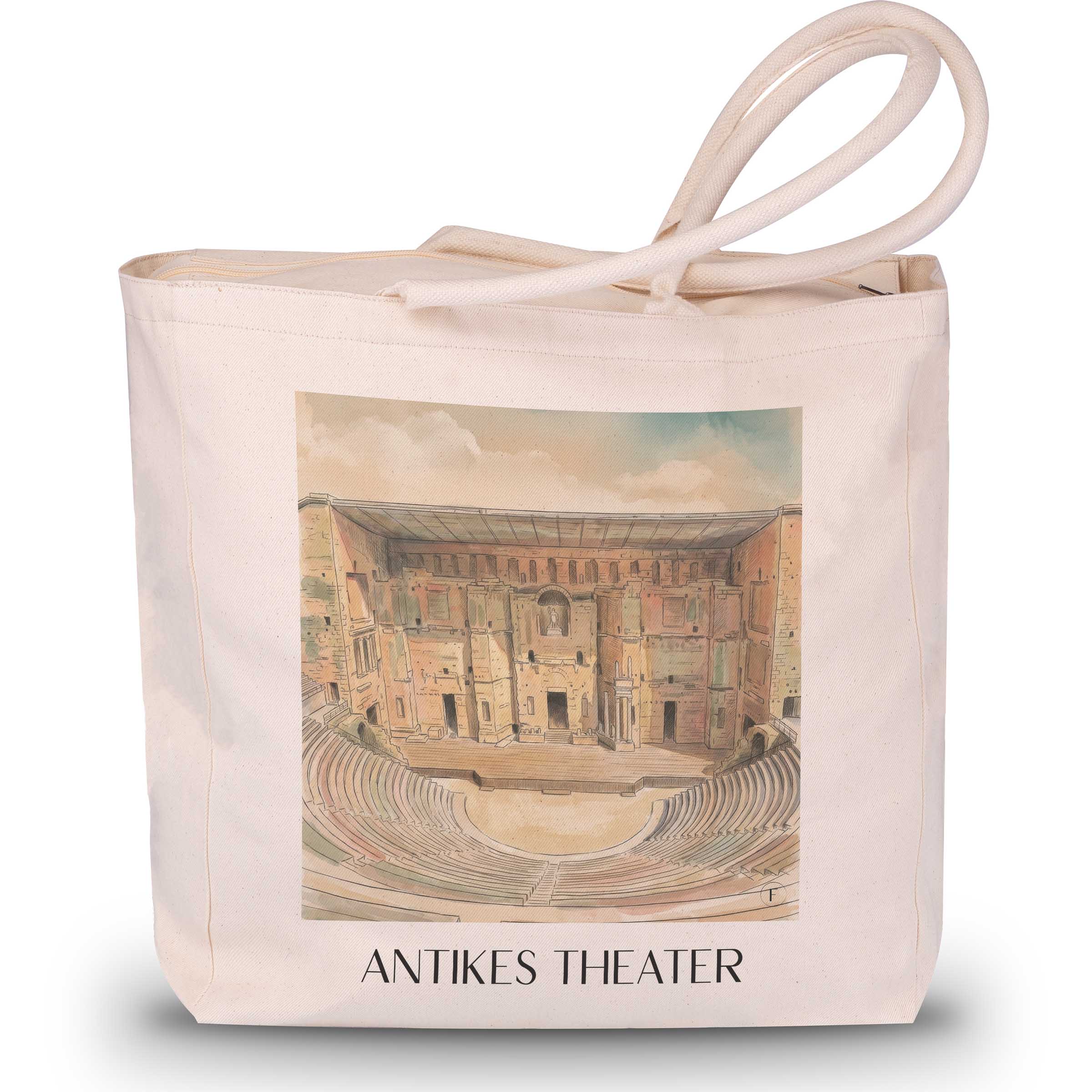 antikes-theater-orange-frankreich-einkaufstasche-aquarell