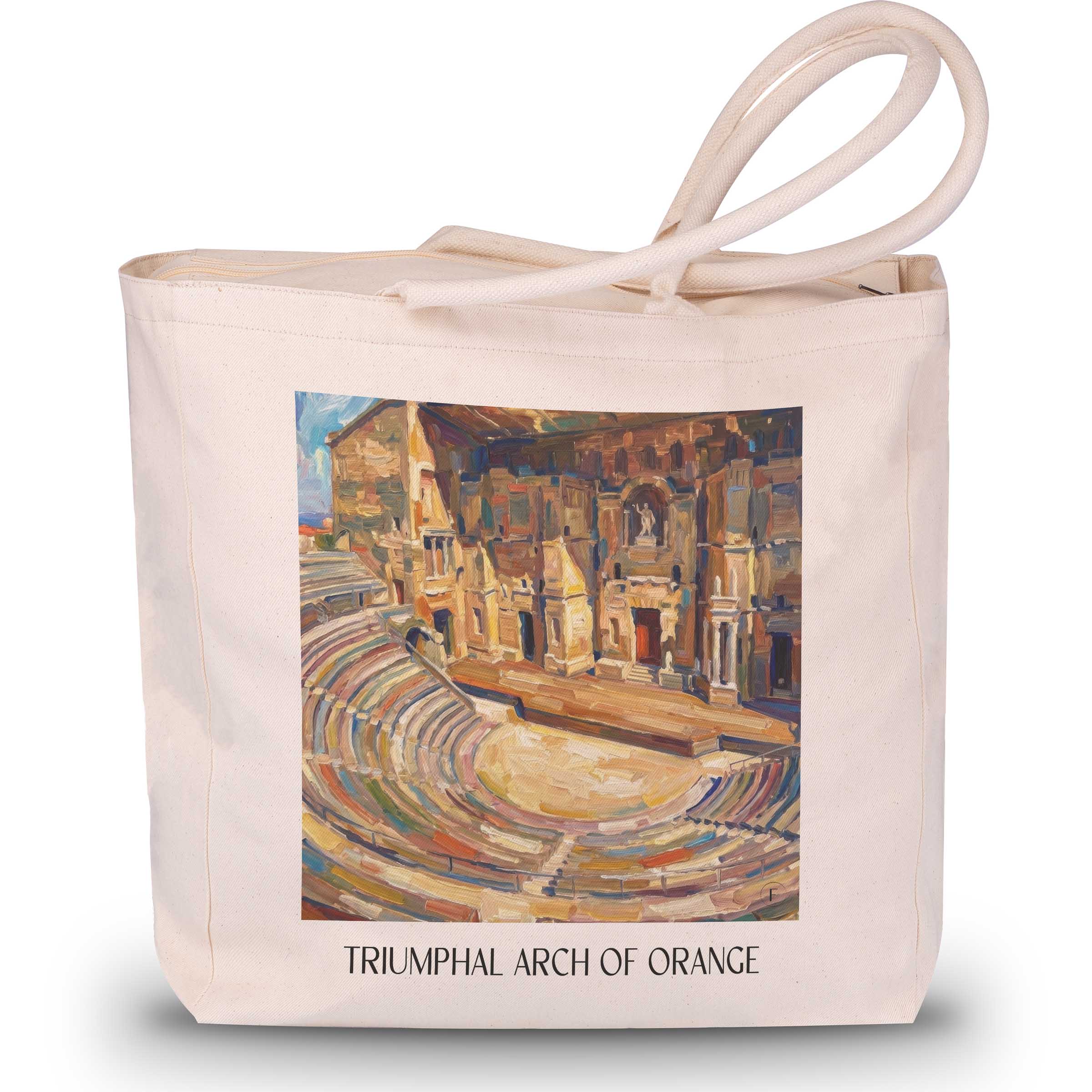 Antikes Theater Shopping Tasche - Orange - Frankreich Tote Bag - Einkaufstasche im Ölgemälde Stil - favplace