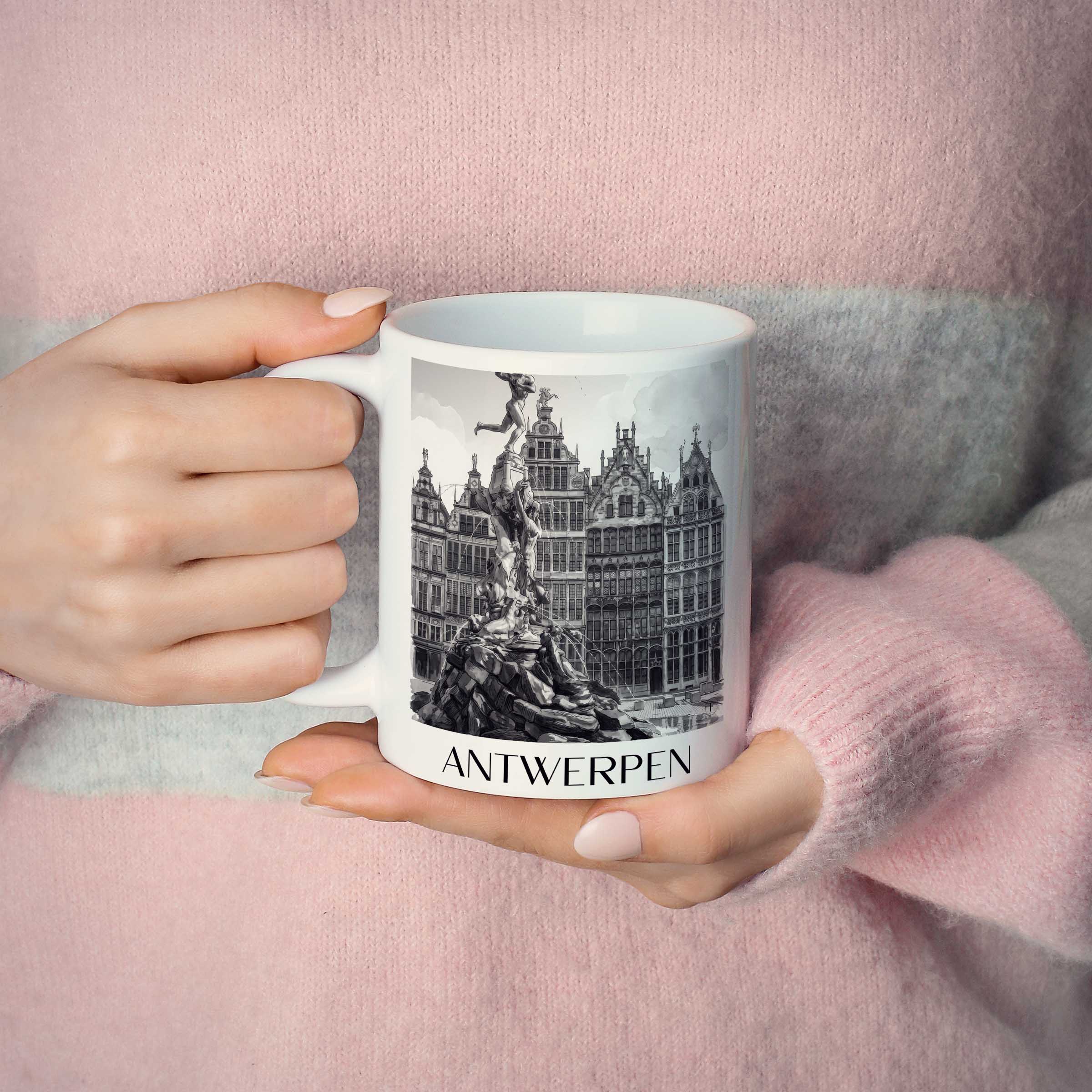 antwerpen-belgien-kaffeebecher-aquarell-schwarz-weiss