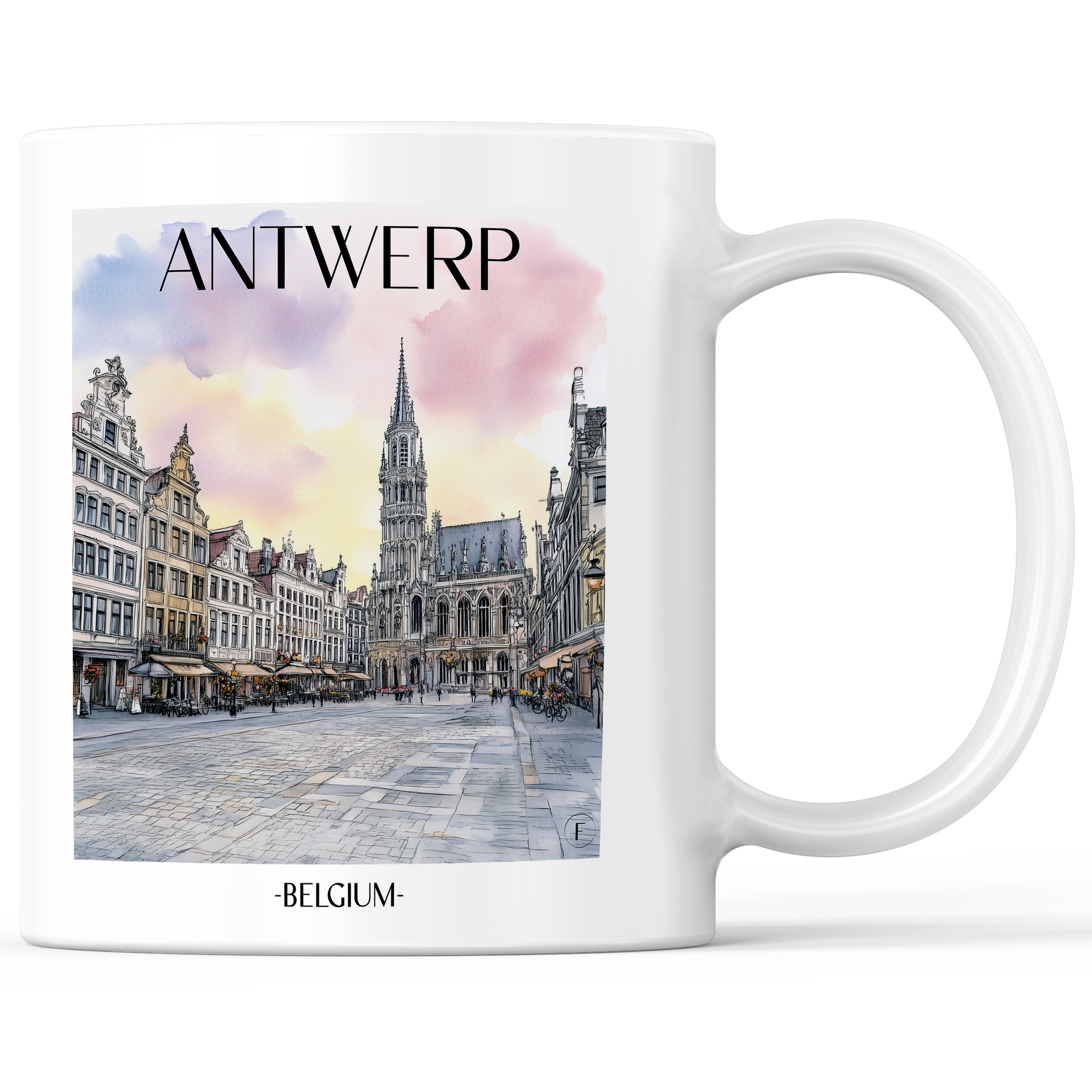 Antwerpen - Belgien Becher - Kaffeetasse im Aquarell Stil - favplace