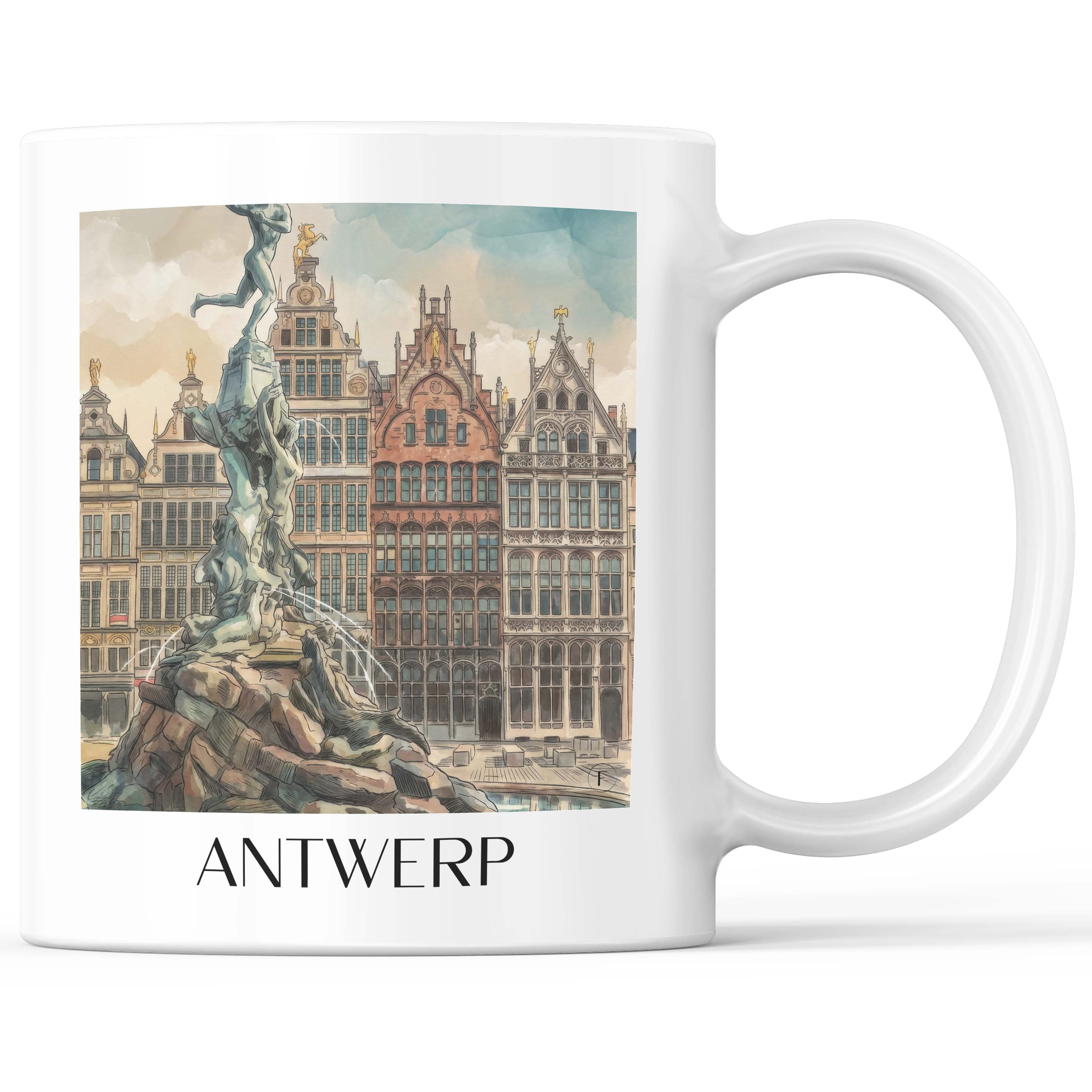 Antwerpen - Belgien Becher - Kaffeetasse im Aquarell Stil - favplace