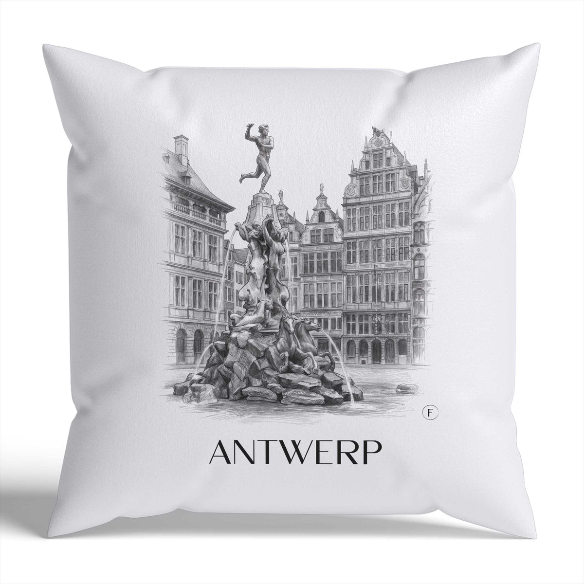 Antwerpen Kissenhülle - Zierkissen Bezug - Belgien - Belgien Kissen bzw. Kissenbezug im Zeichnung Stil - favplace