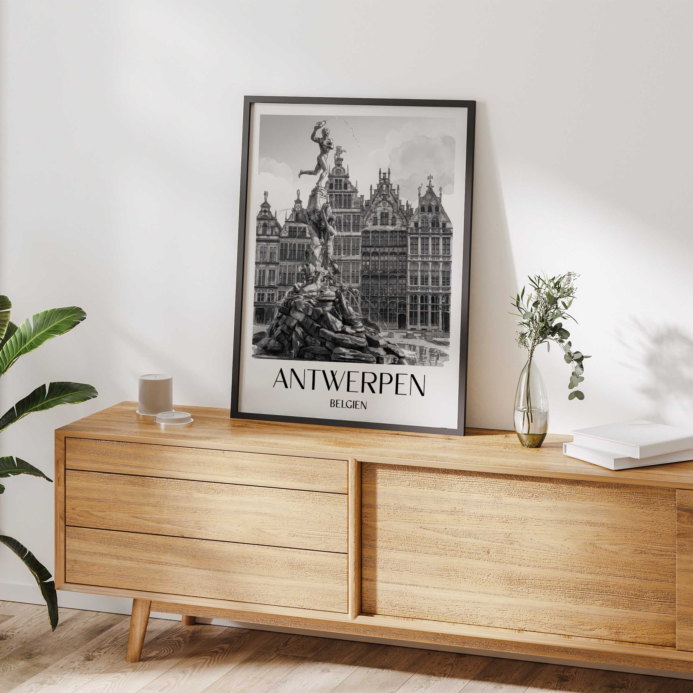 antwerpen-belgien-poster-aquarell-schwarz-weiss