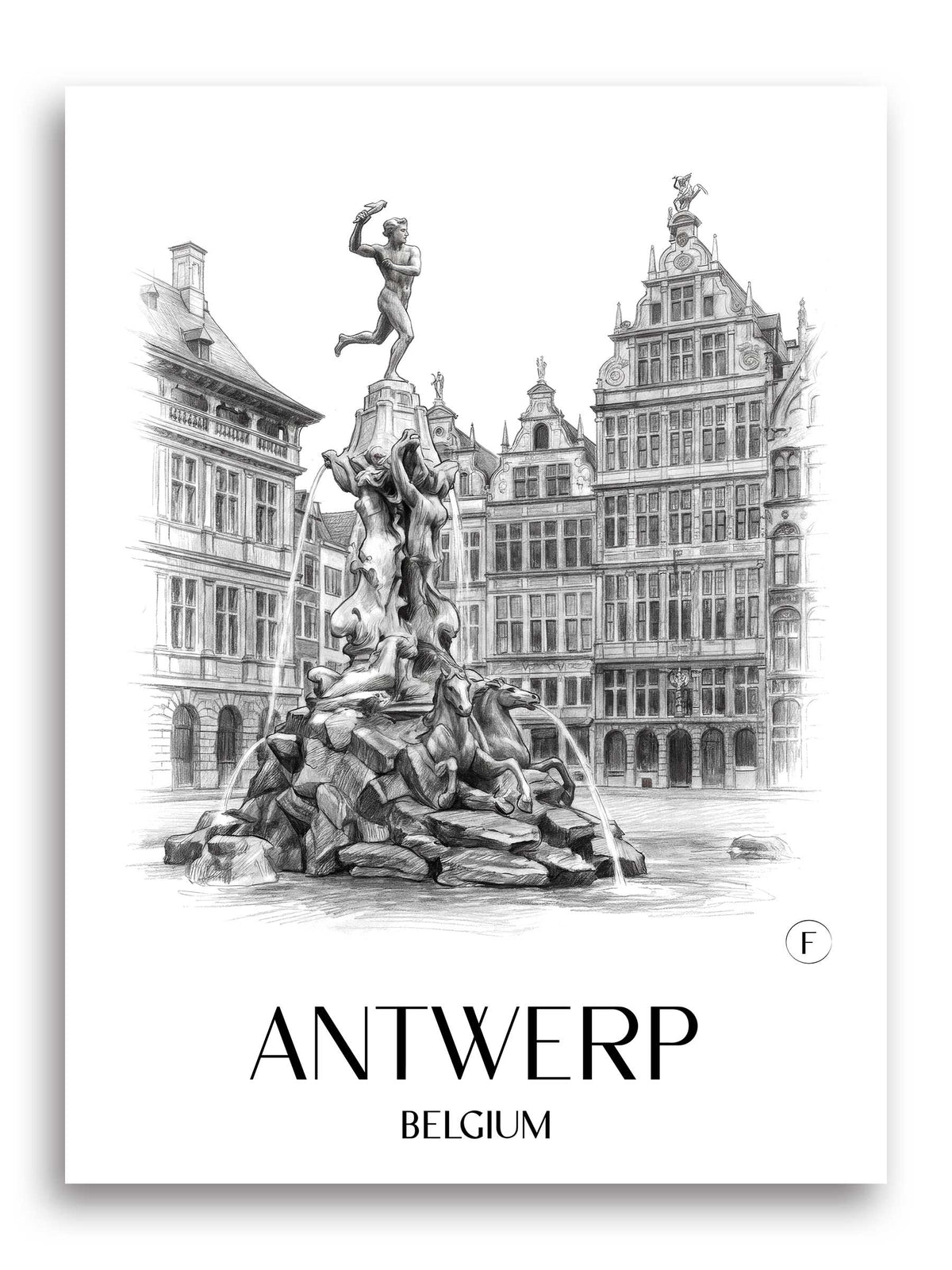 Antwerpen Poster - - Belgien Kunstdruck - Zeichnung von A4 bis A1 - favplace