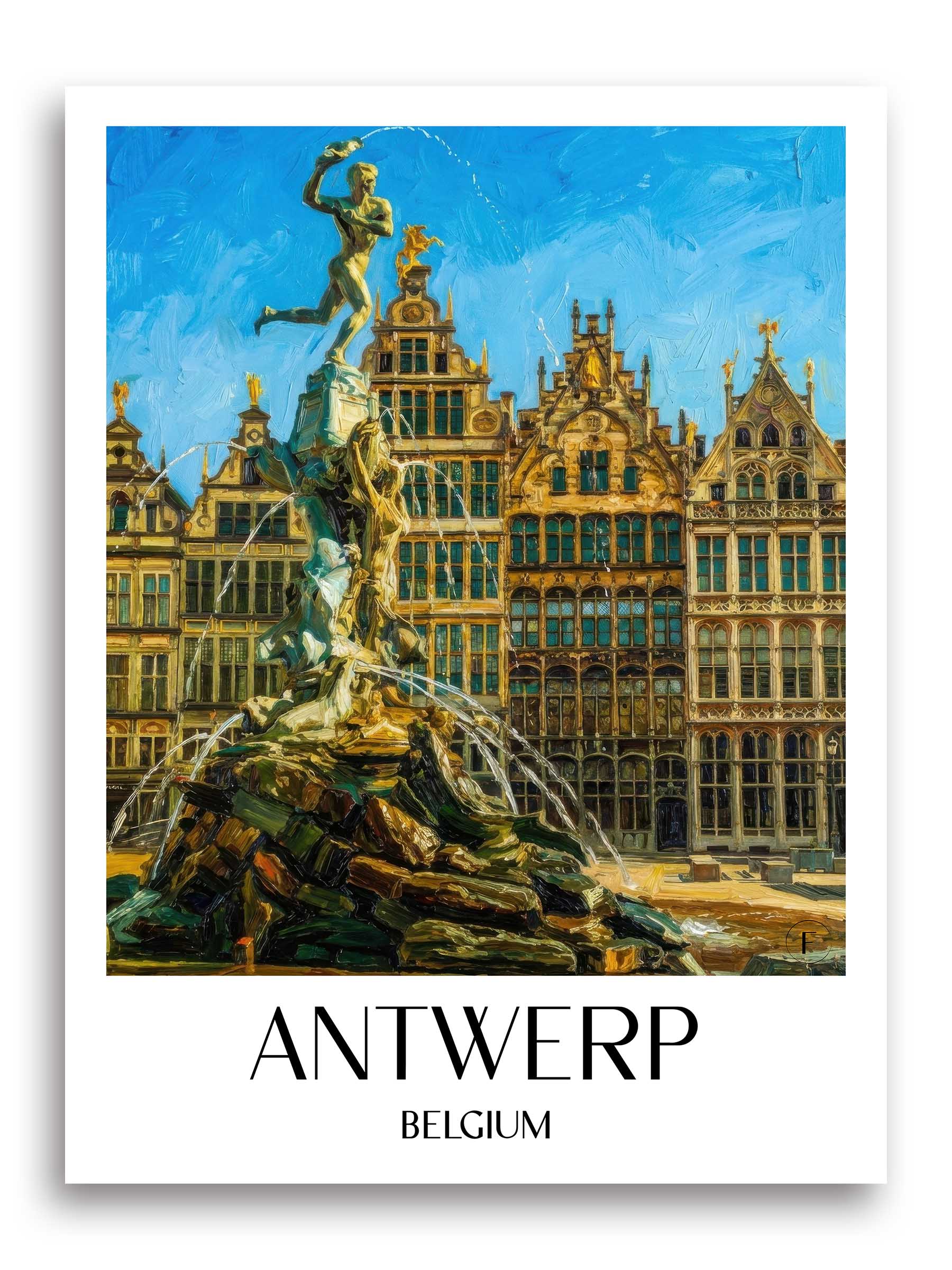 Antwerpen Poster - - Belgien Kunstdruck - Ölgemälde von A4 bis A1 - favplace