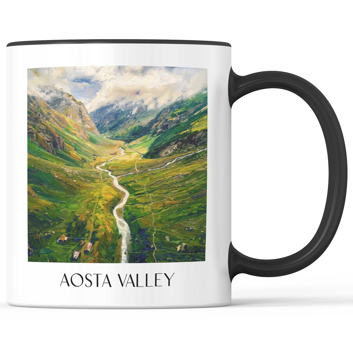 Aostatal Kaffeebecher - Italien - Italien Becher - Kaffeetasse im Ölgemälde Stil - favplace