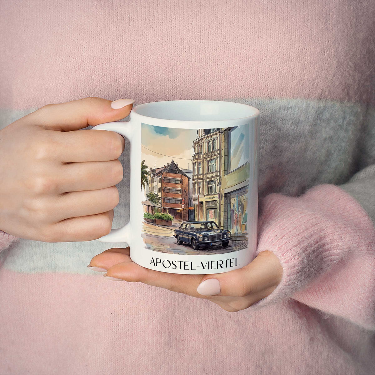 apostel-viertel-köln-deutschland-kaffeebecher-aquarell