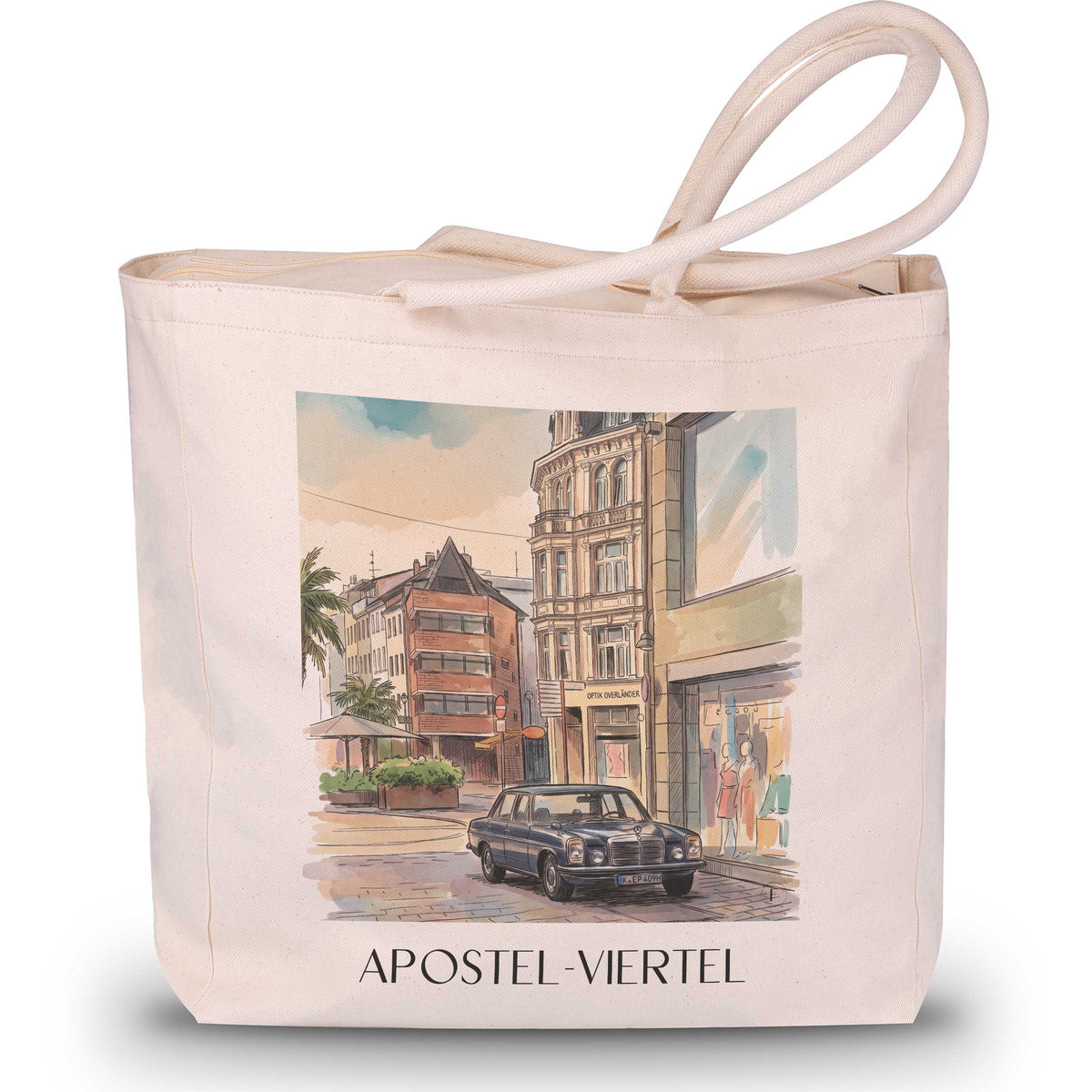apostel-viertel-köln-deutschland-einkaufstasche-aquarell