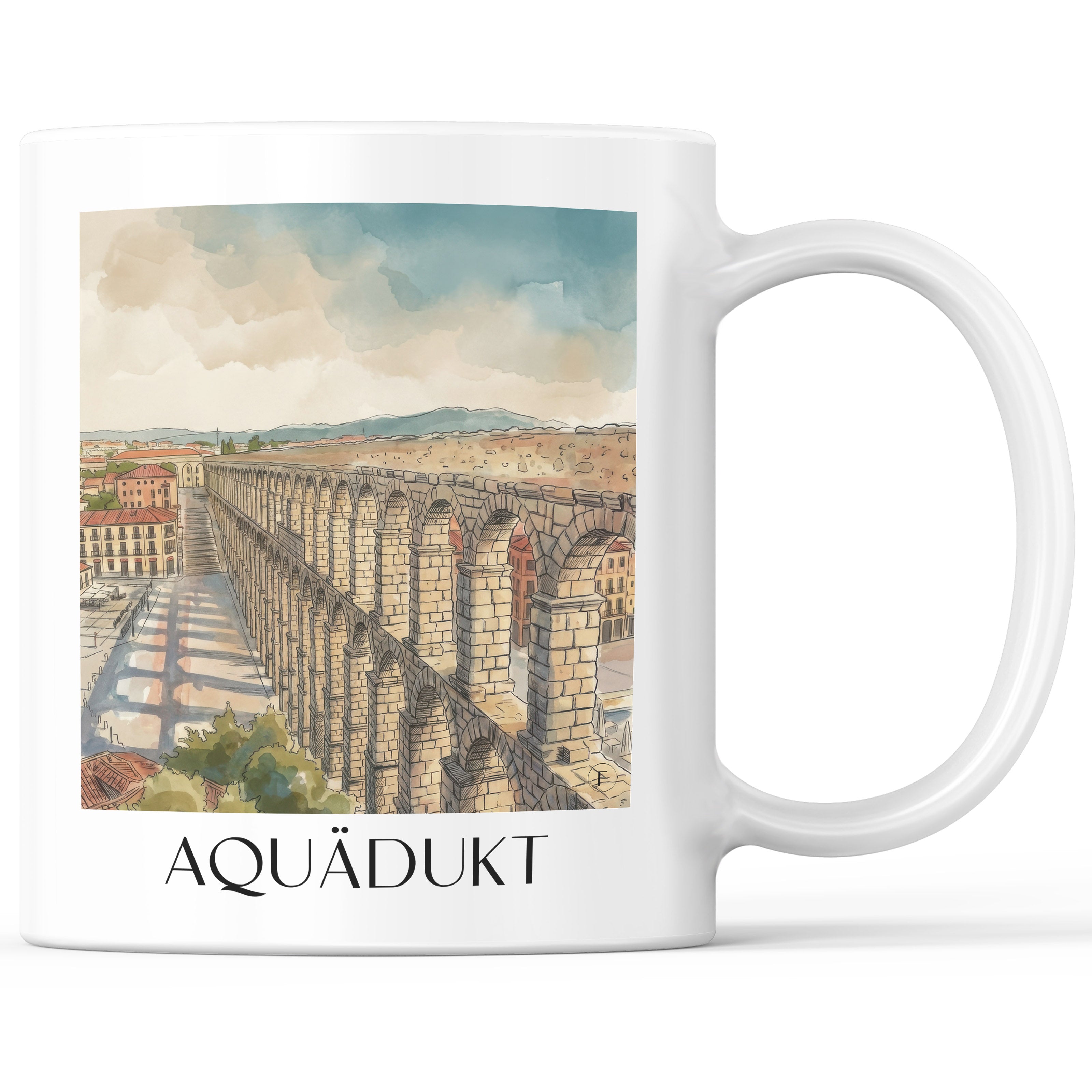 Aquädukt Kaffeebecher - Segovia - Spanien Becher - Kaffeetasse im Aquarell Stil - favplace