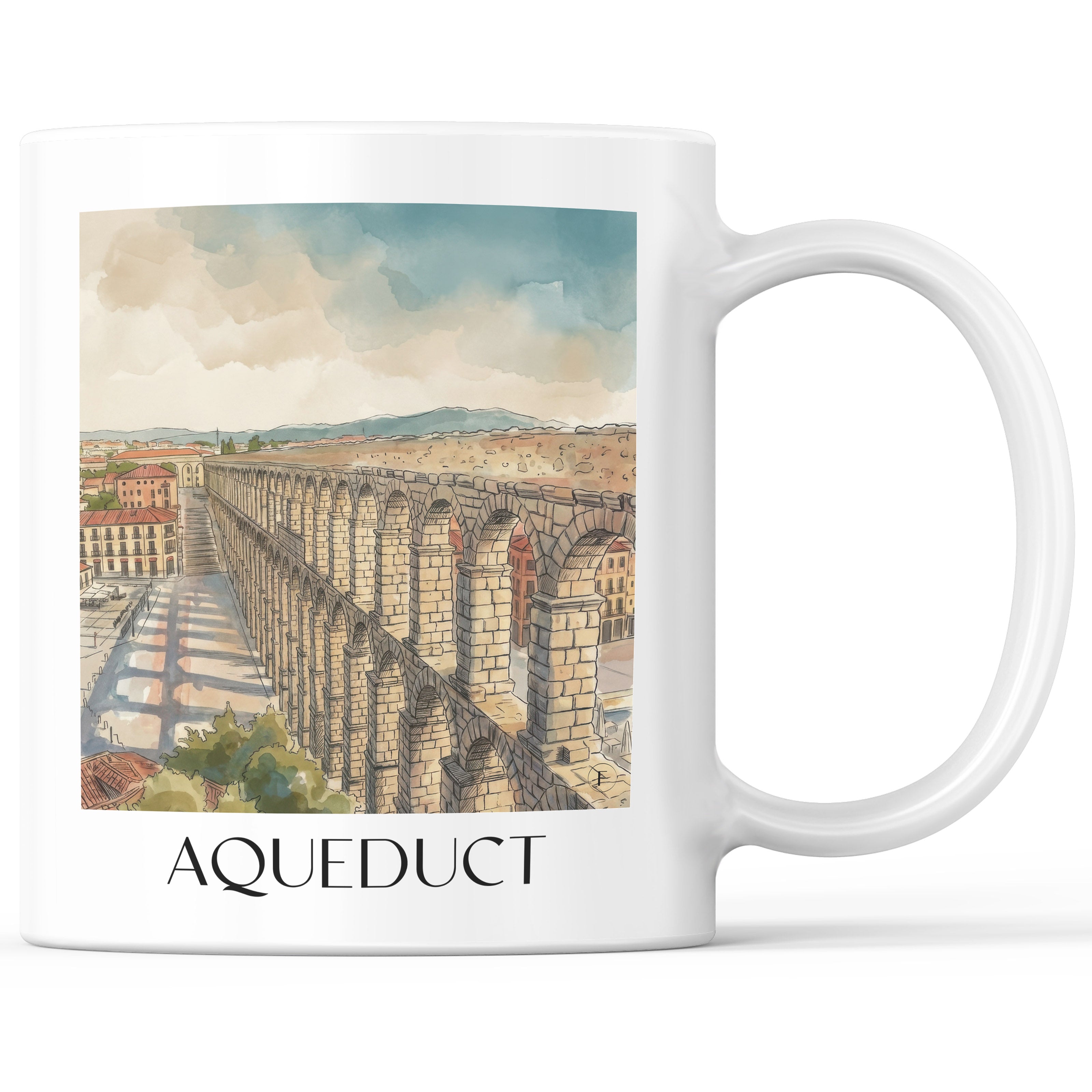 Aquädukt Kaffeebecher - Segovia - Spanien Becher - Kaffeetasse im Aquarell Stil - favplace