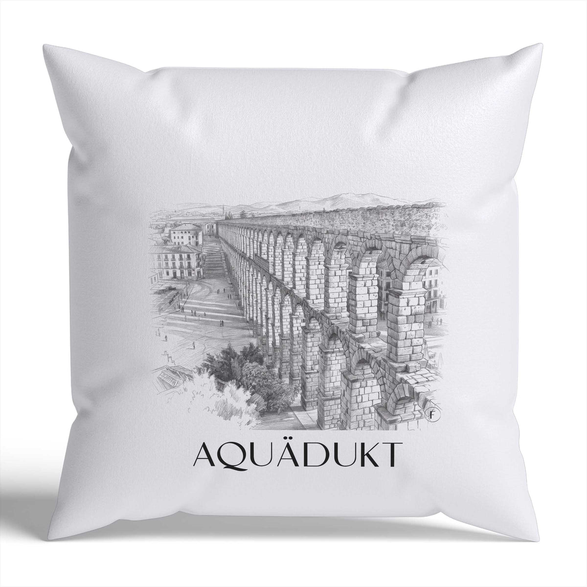 aquädukt-segovia-spanien-kissenbezug-bleistift-zeichnung-drawing