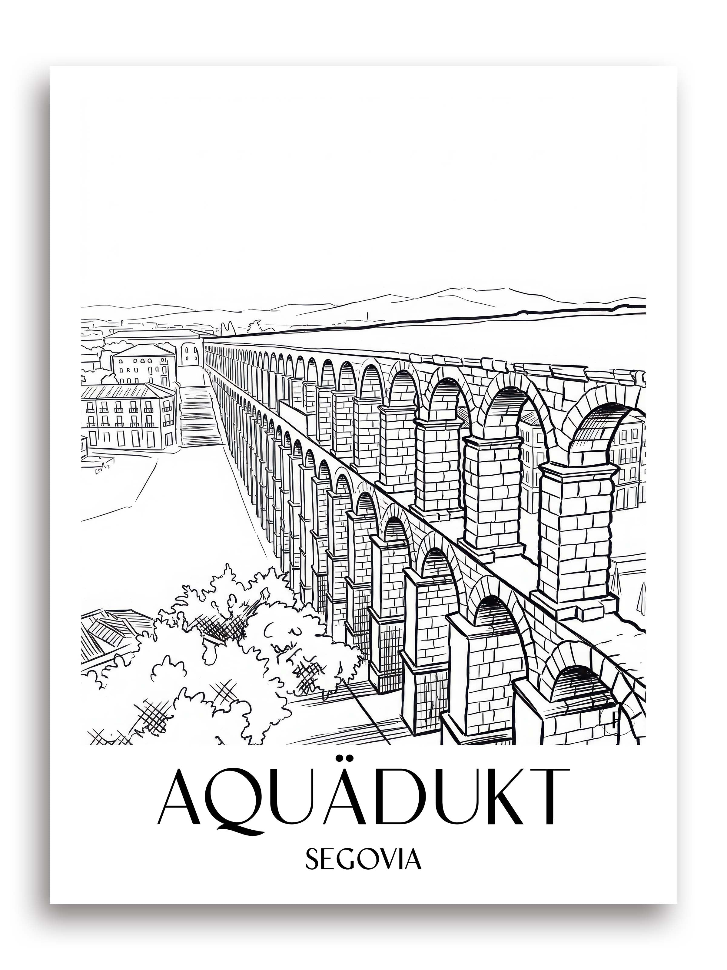 aquädukt-segovia-spanien-poster-skizze