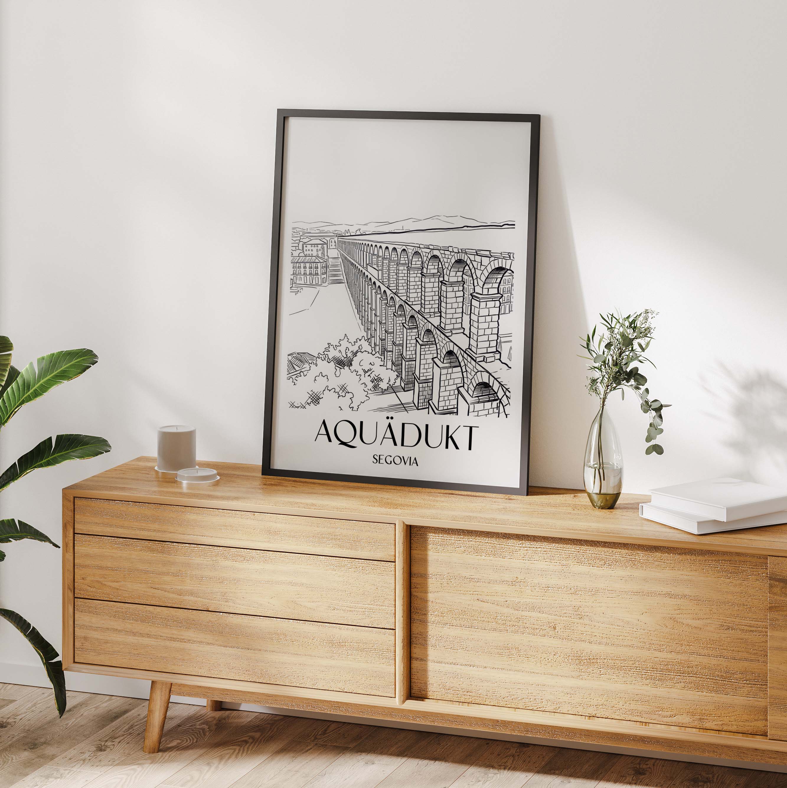 aquädukt-segovia-spanien-poster-skizze